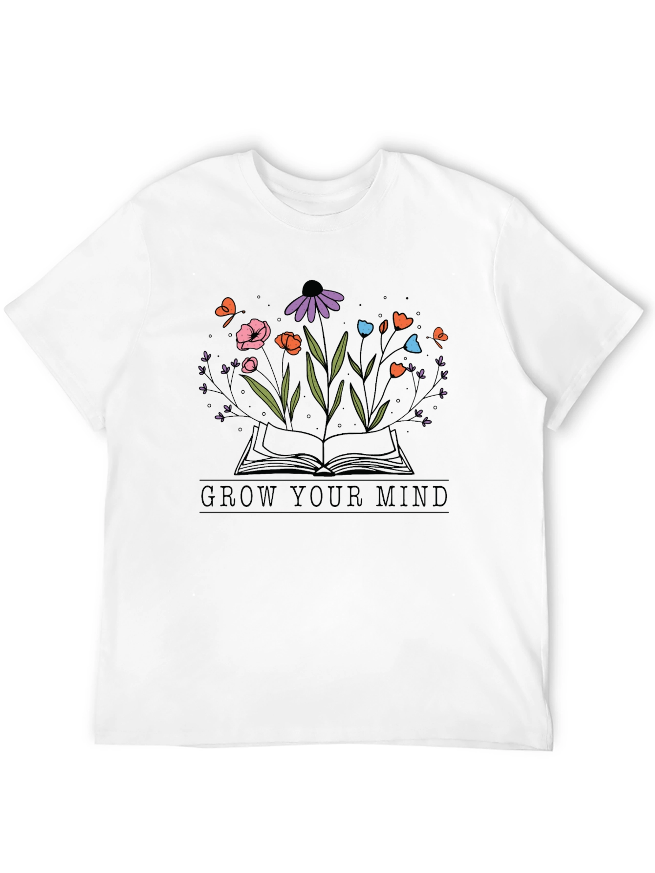 Black Grow Your Mind Graphic Tee - Unisex Black T-Shirt view 12