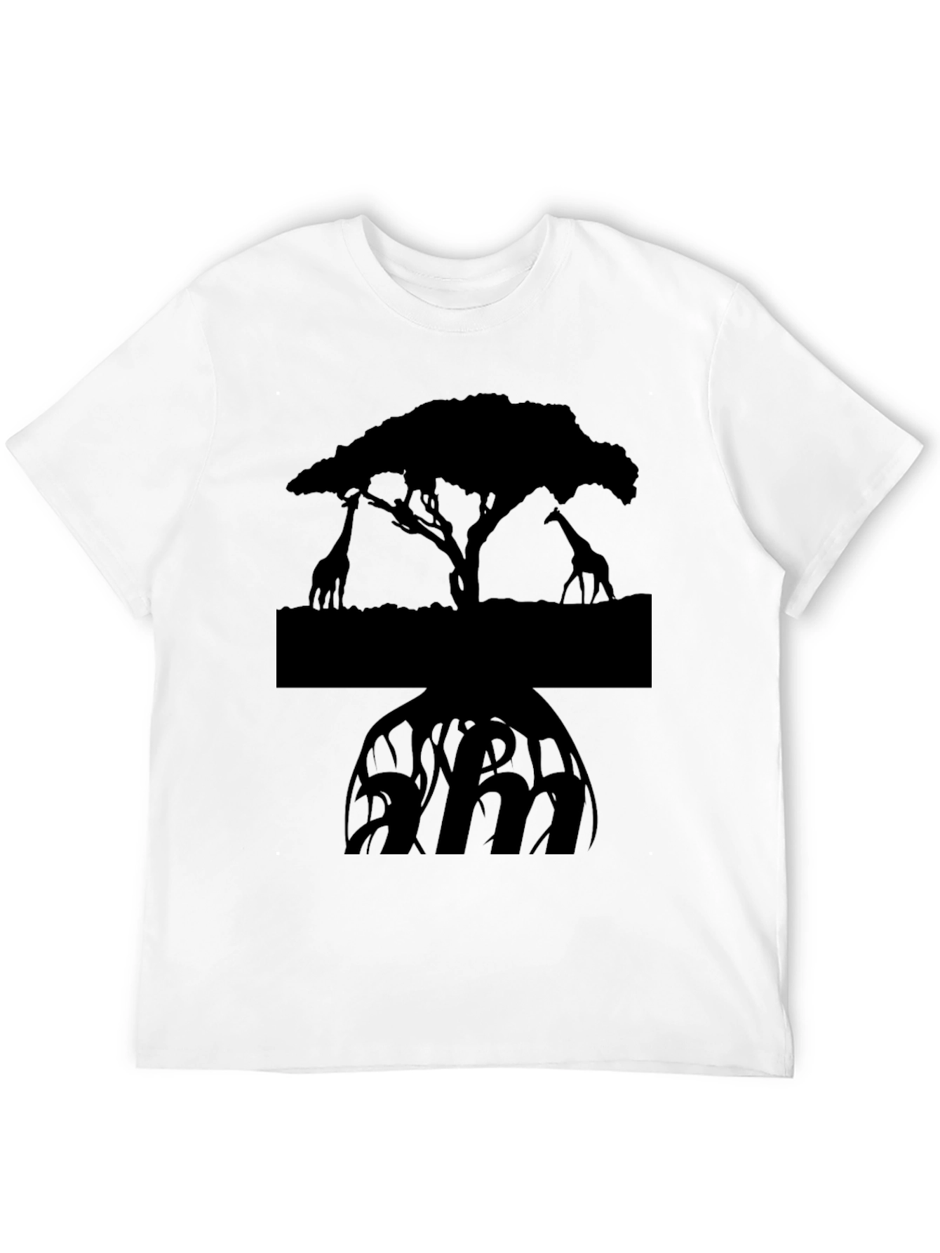 Black Silhouette Giraffe Tree Graphic Tee - Black view 12