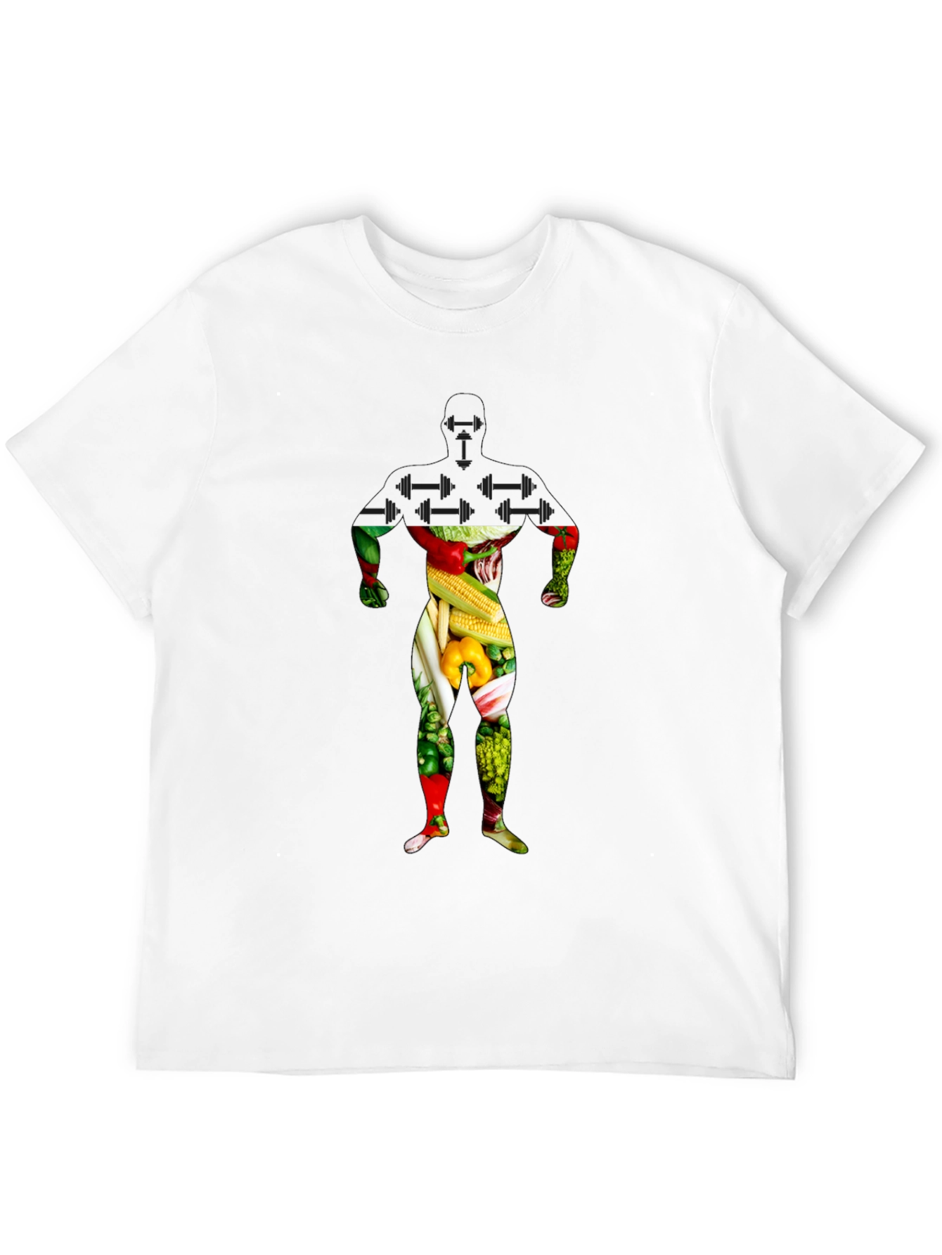 Black Veggie Man Graphic T-Shirt - Black Crew Neck view 12