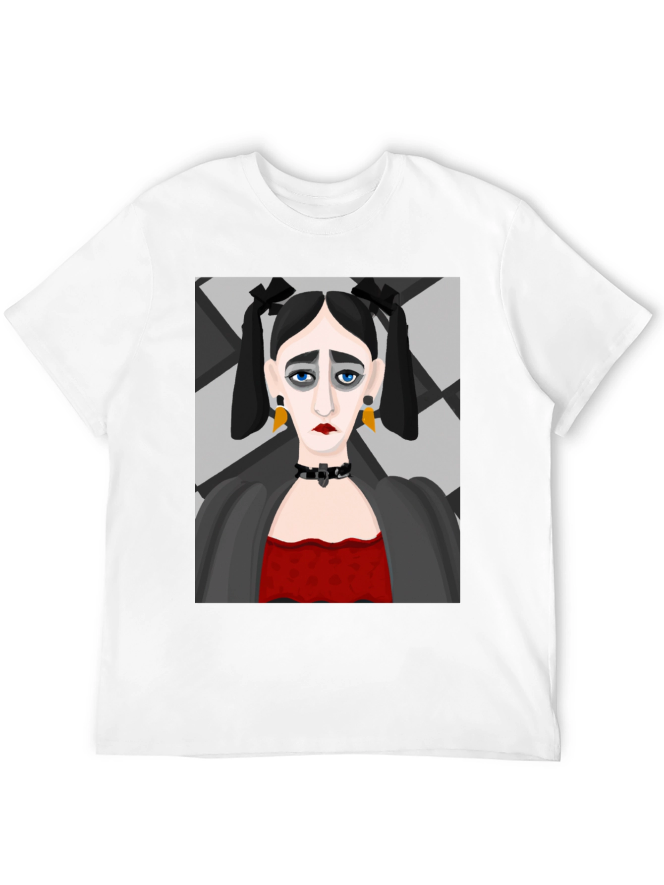 Black Goth Girl Graphic Print Black T-Shirt view 12