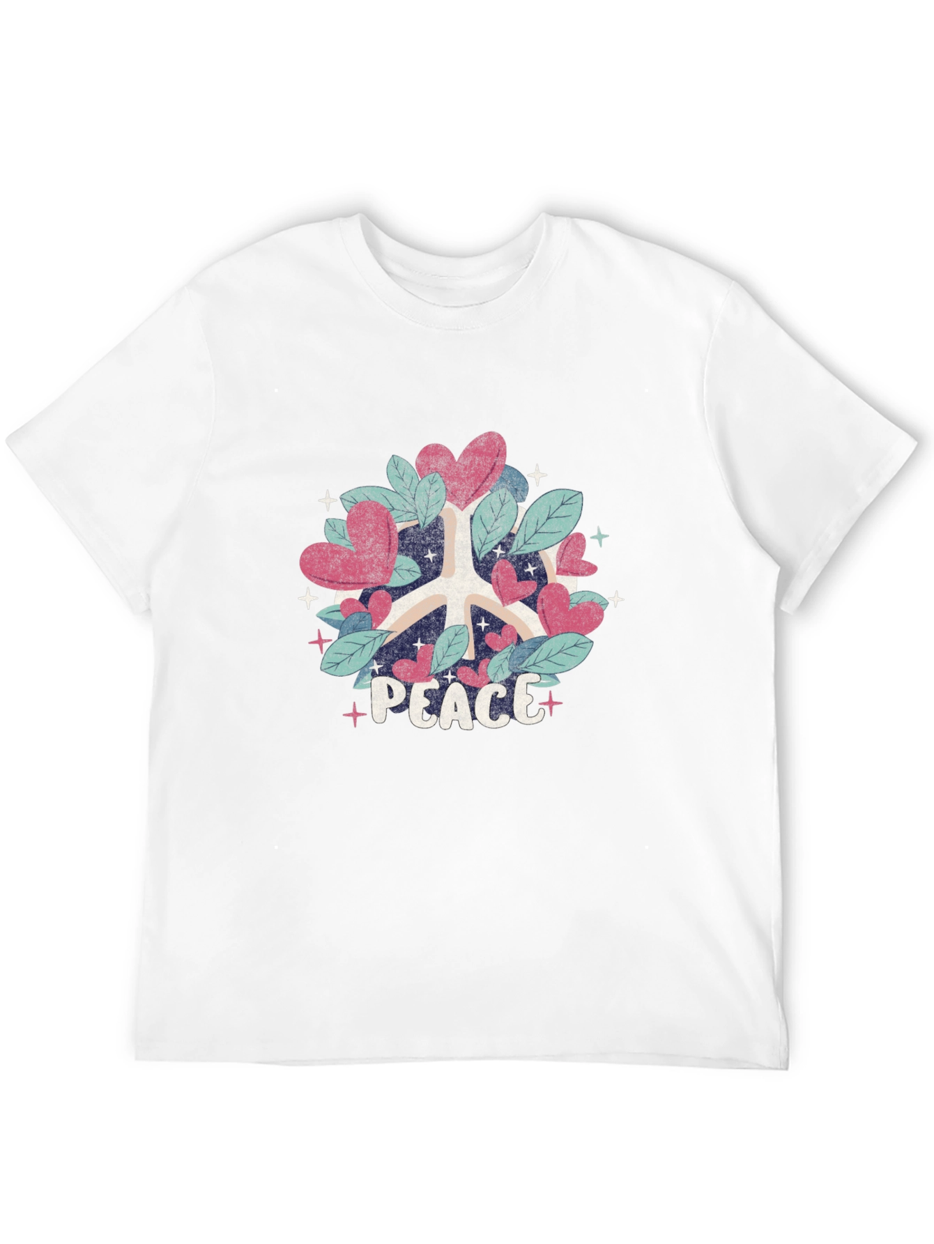 Black Peace Sign Heart & Leaves T-Shirt view 12