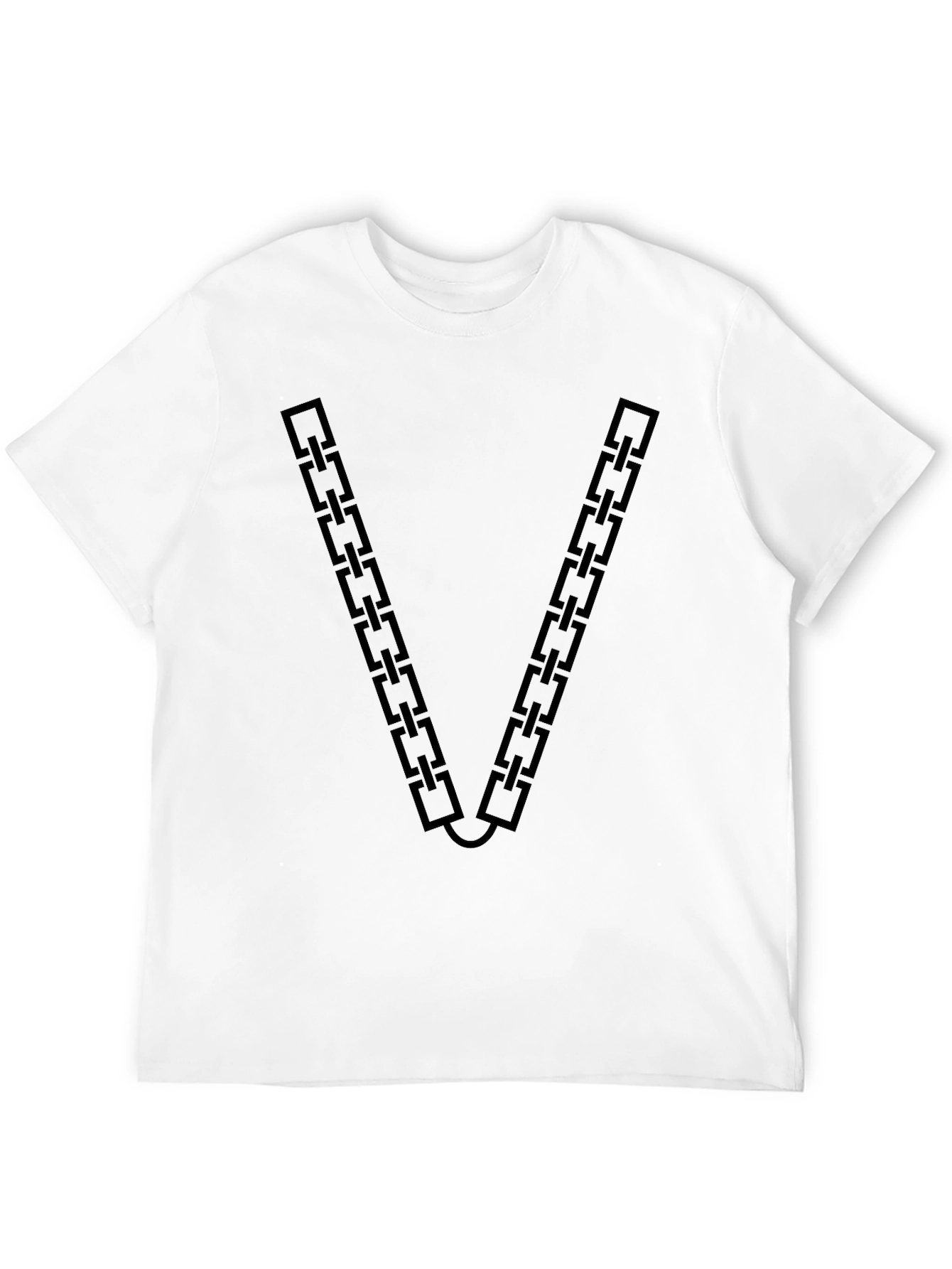 Black Chain Link V-Neck Graphic T-Shirt view 12