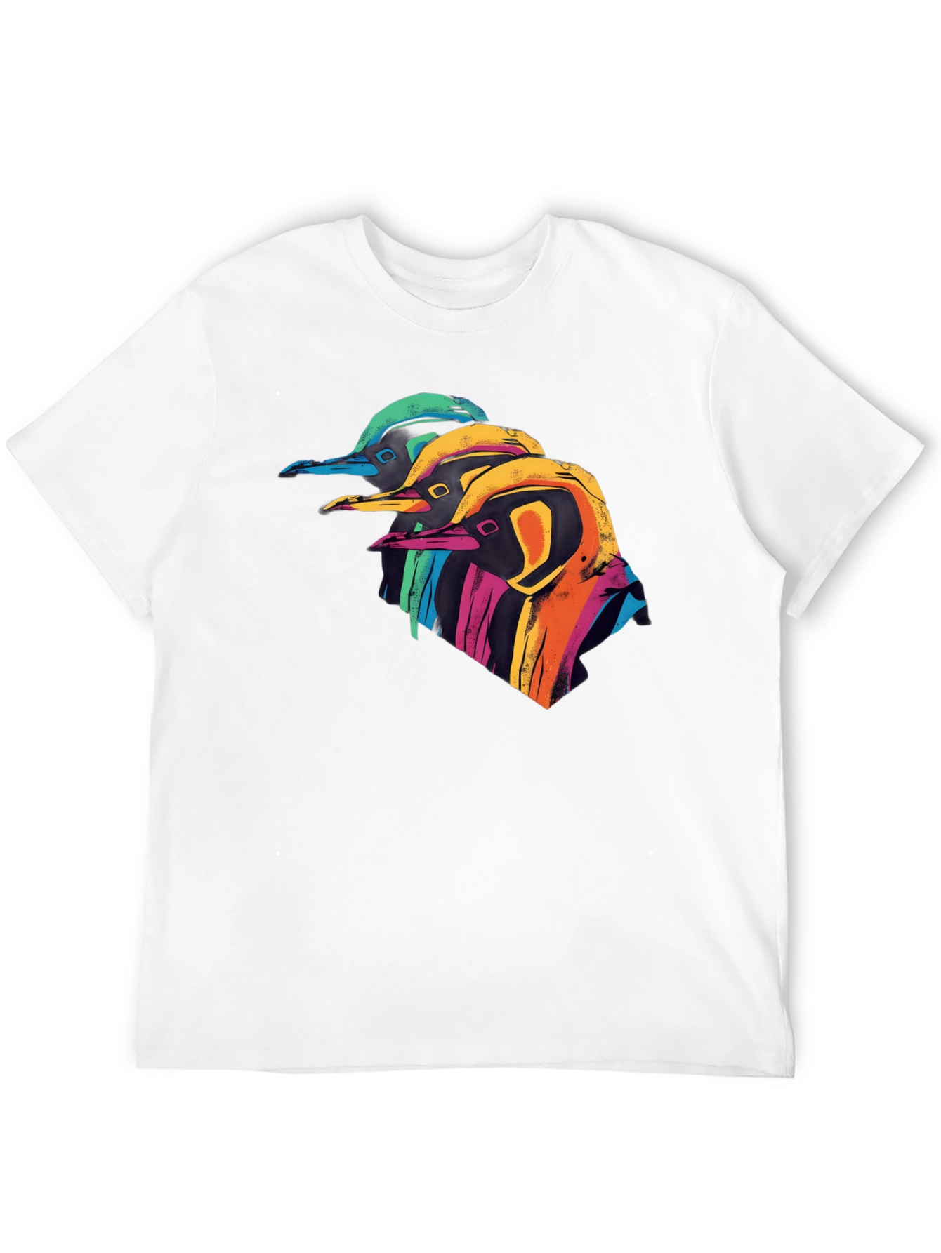 Black Colorful Penguin Graphic Black T-Shirt view 12