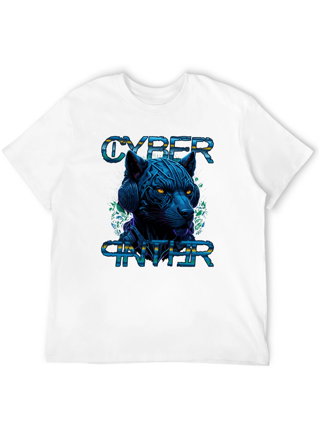 Black Cyber Panther Graphic Tee - Stylish Black T-Shirt view 12