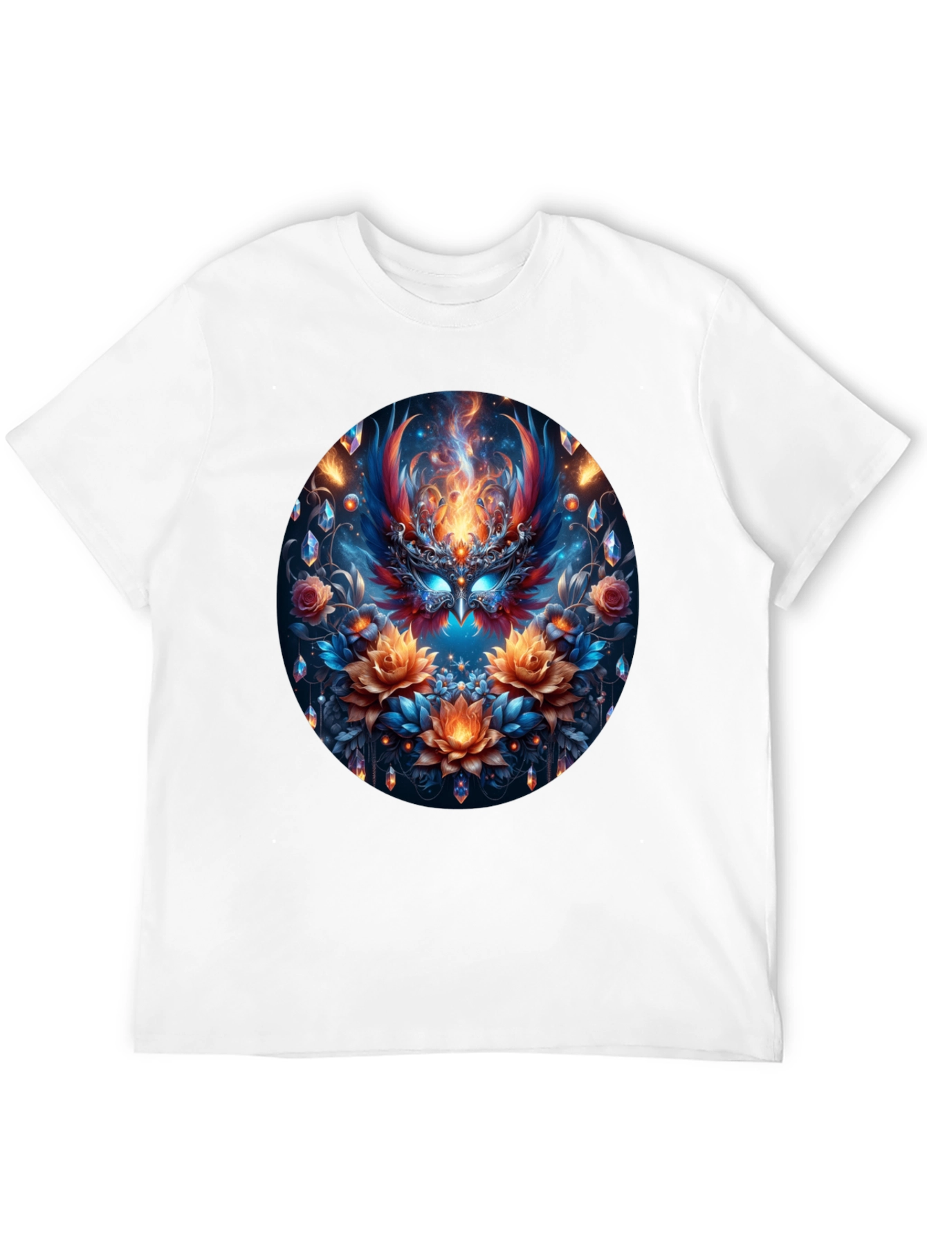 Black Phoenix Floral Art Black T-Shirt view 12