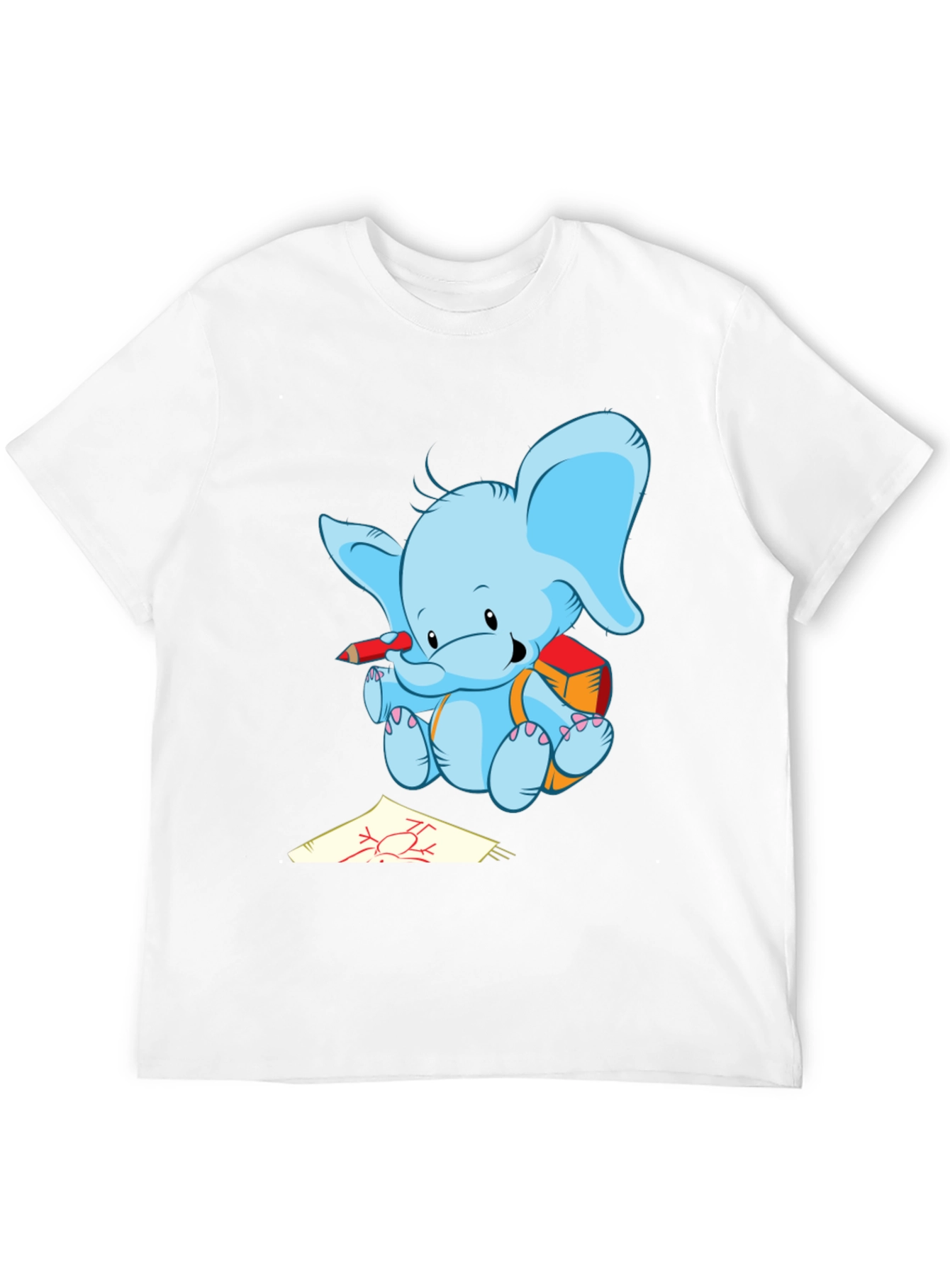 Black Cute Elephant Drawing T-Shirt view 12