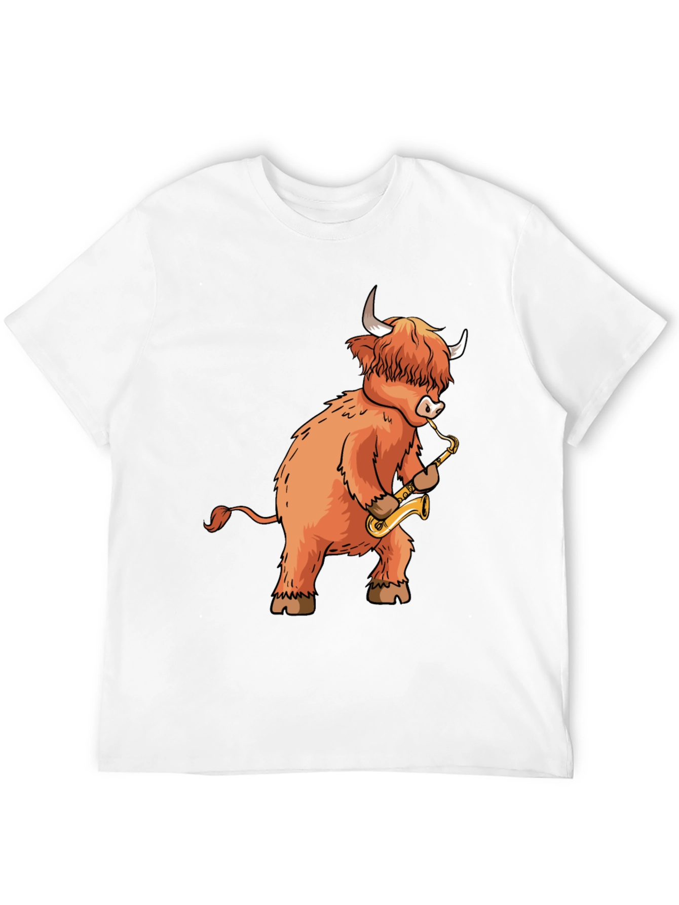 Black Highland Cow Saxophone T-Shirt - Funny Music Tee view 12