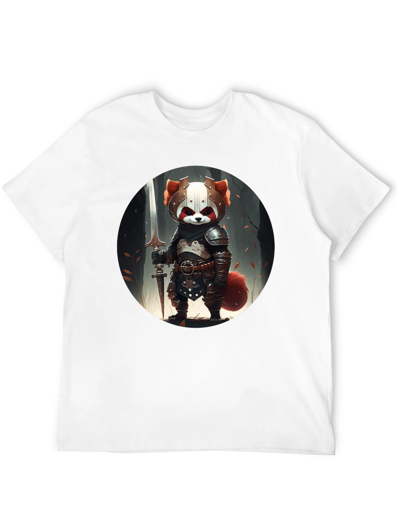 Black Red Panda Knight Graphic Tee - Unique Black T-Shirt view 12