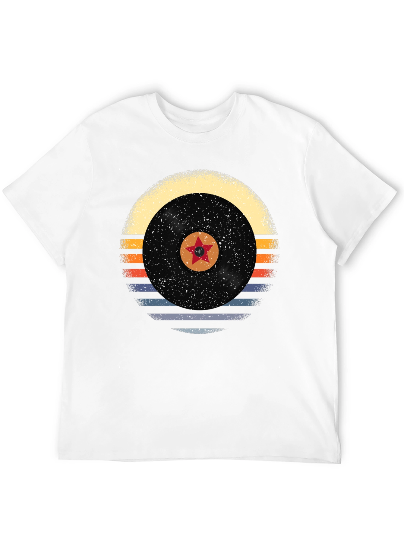 Black Retro Vinyl Record Star Graphic Tee view 12