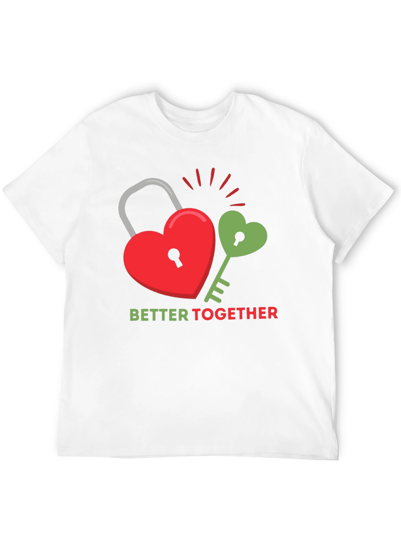 Black Better Together Graphic Tee - Heart Lock and Key Design view 12