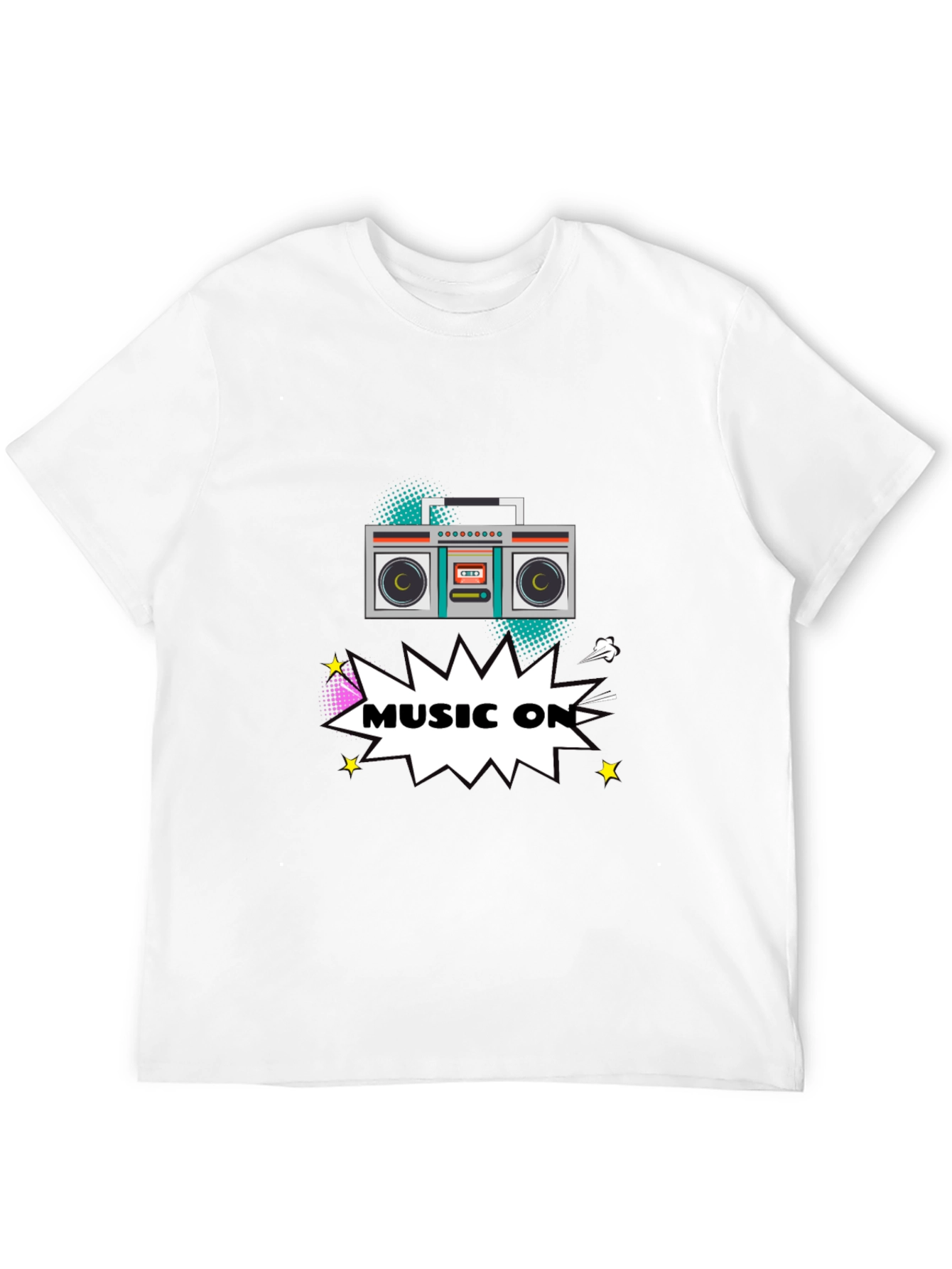 Black Retro Boombox Music On Graphic T-Shirt view 12