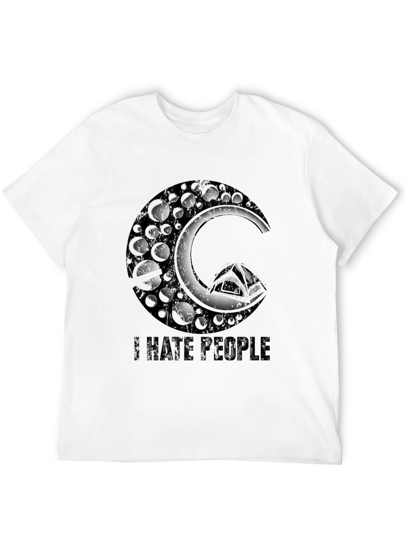 Black I Hate People Graphic Tee - Black Crew Neck view 12