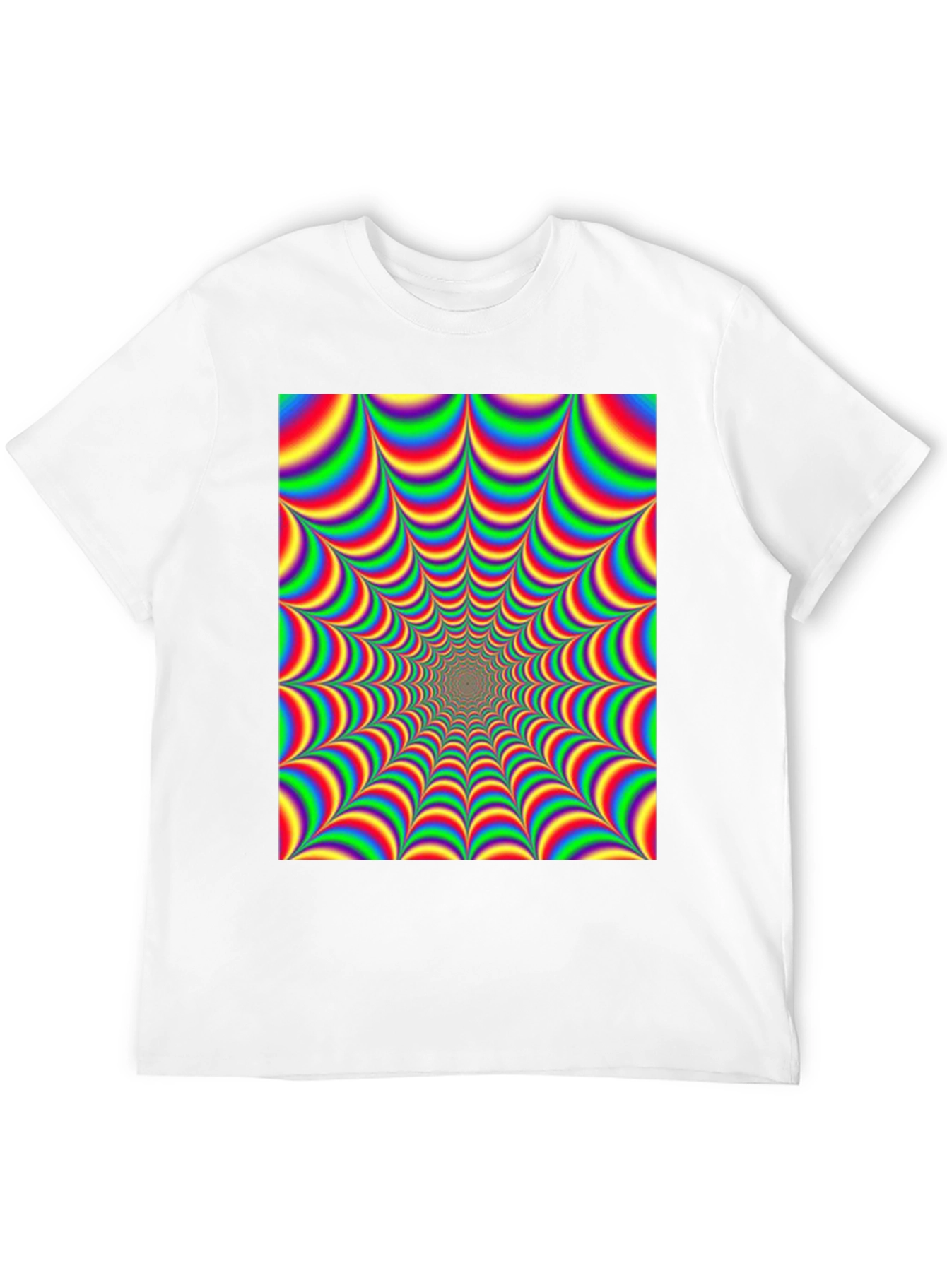 Black Optical Illusion T-Shirt - Hypnotic Rainbow Design view 12