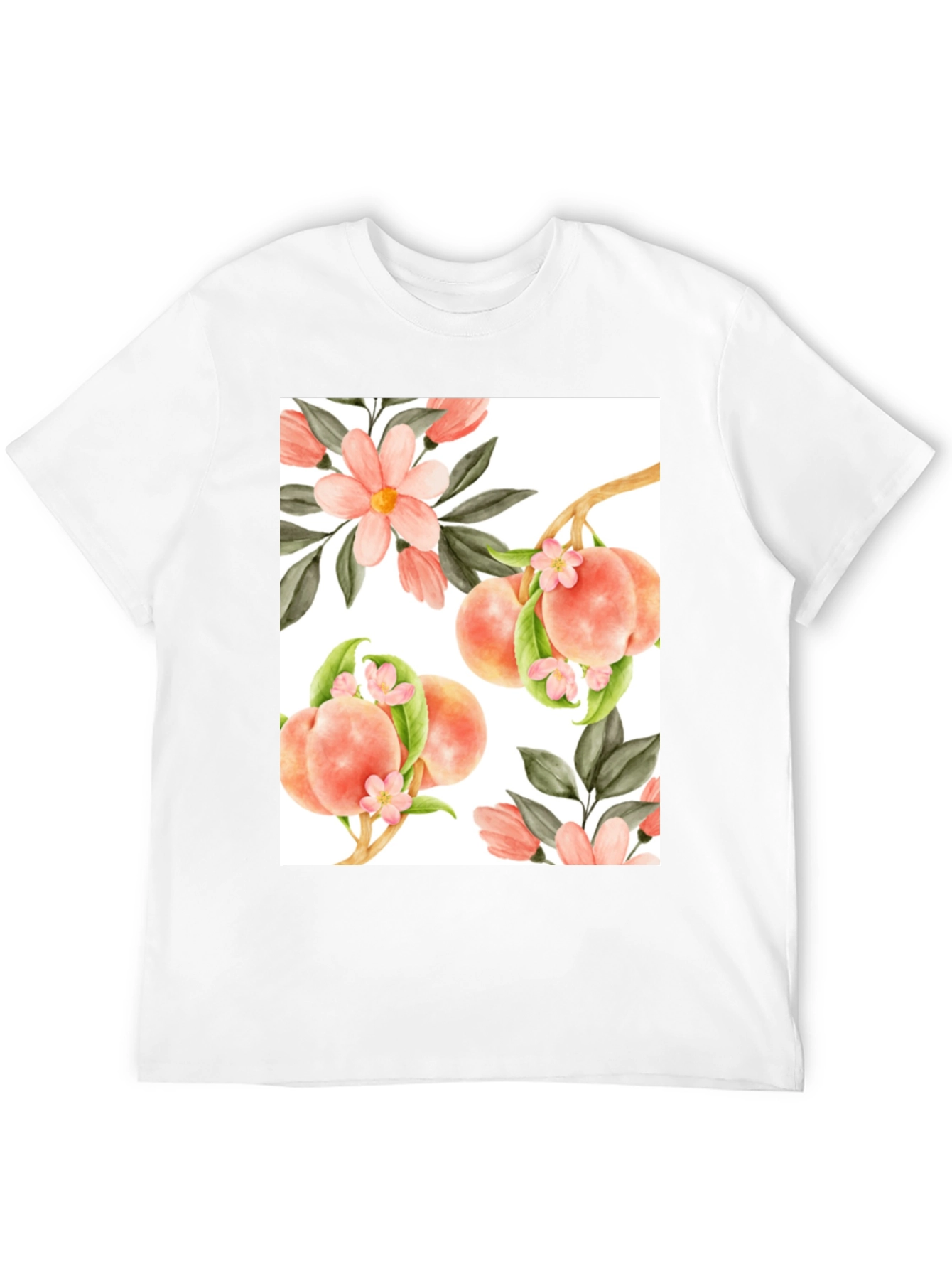 Black Peach Floral T-Shirt - Unique Design view 12
