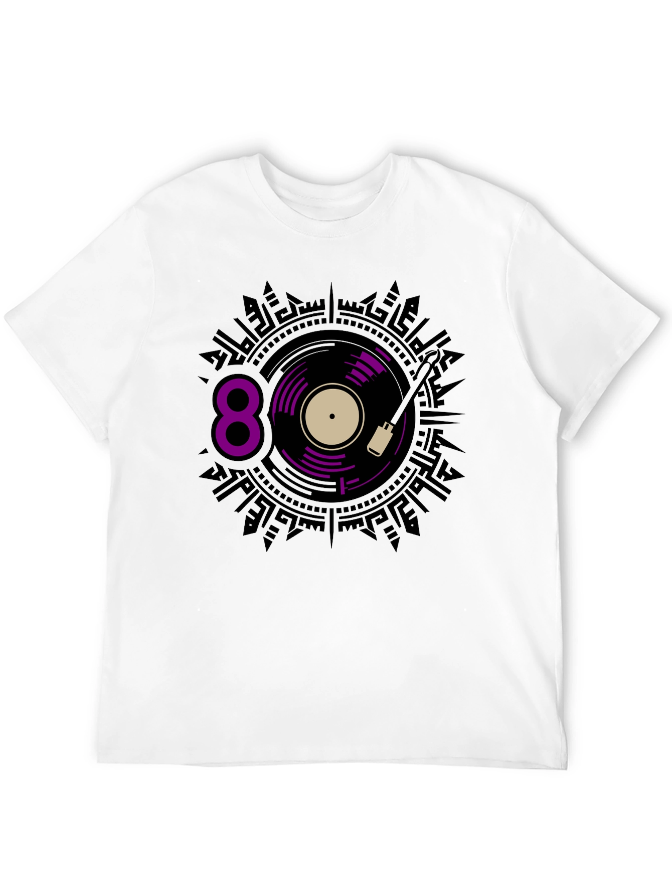 Black Retro 80s Vinyl Record Graphic Tee view 12
