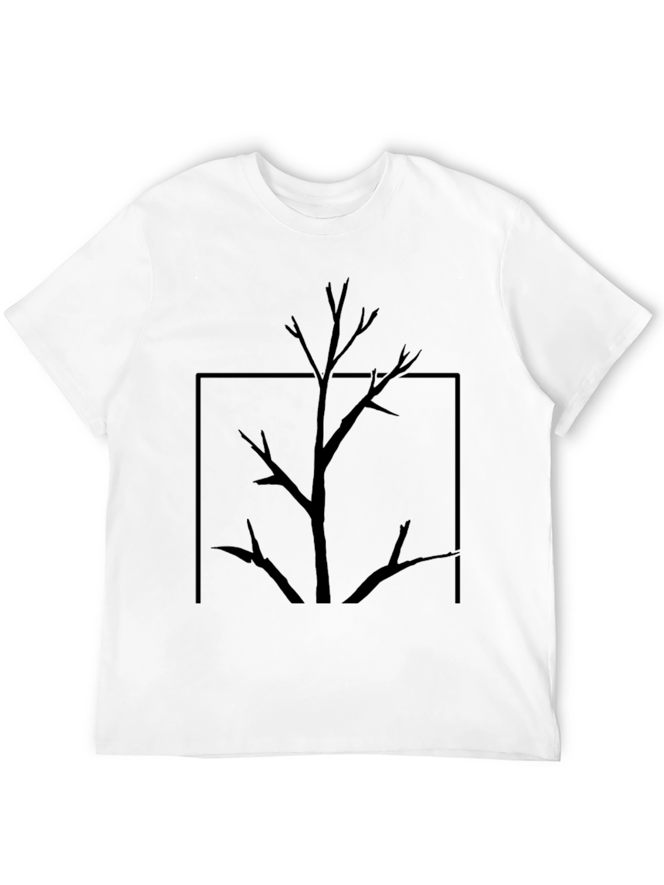 Black Minimalist Tree Graphic Black T-Shirt view 12