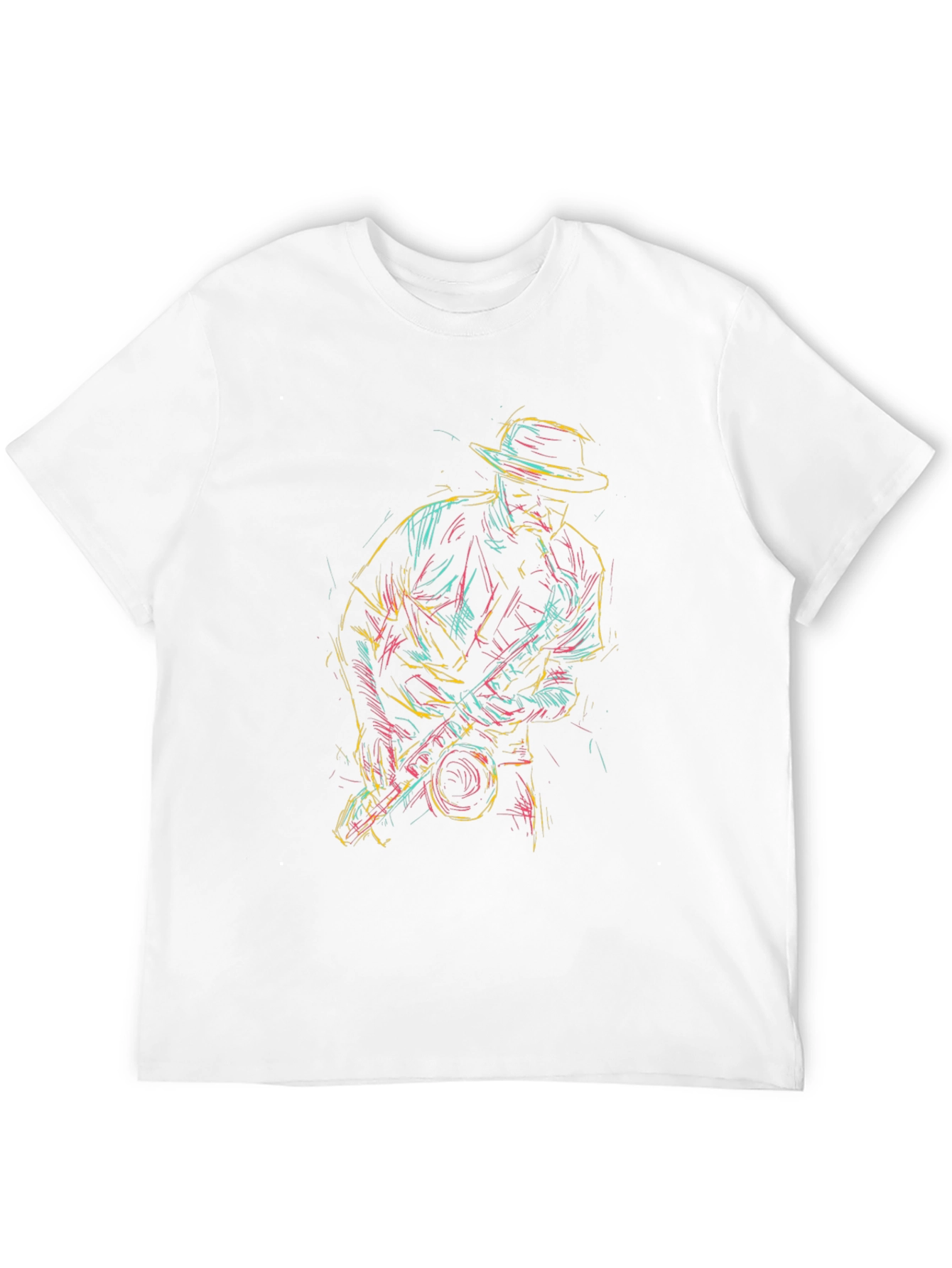 Black Saxophone Player Graphic Tee - Black Cotton Shirt view 12