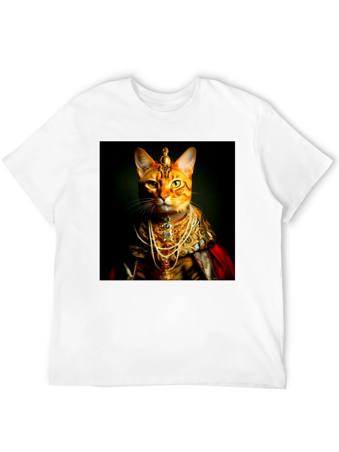 Black Regal Cat T-Shirt: Royal Feline Portrait Tee view 12