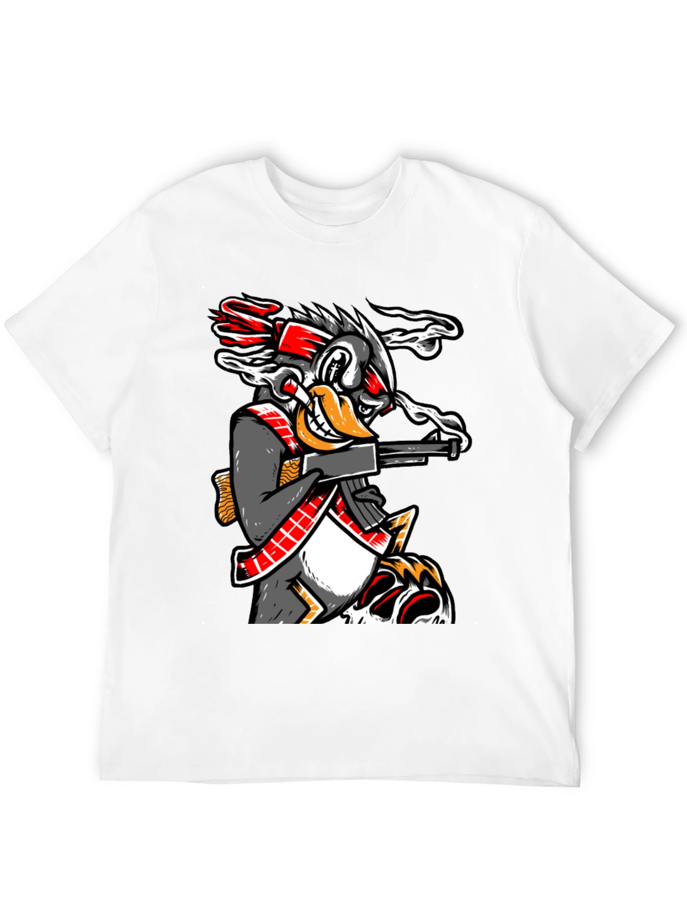 Black Cartoon Duck With Gun Graphic T-Shirt view 12