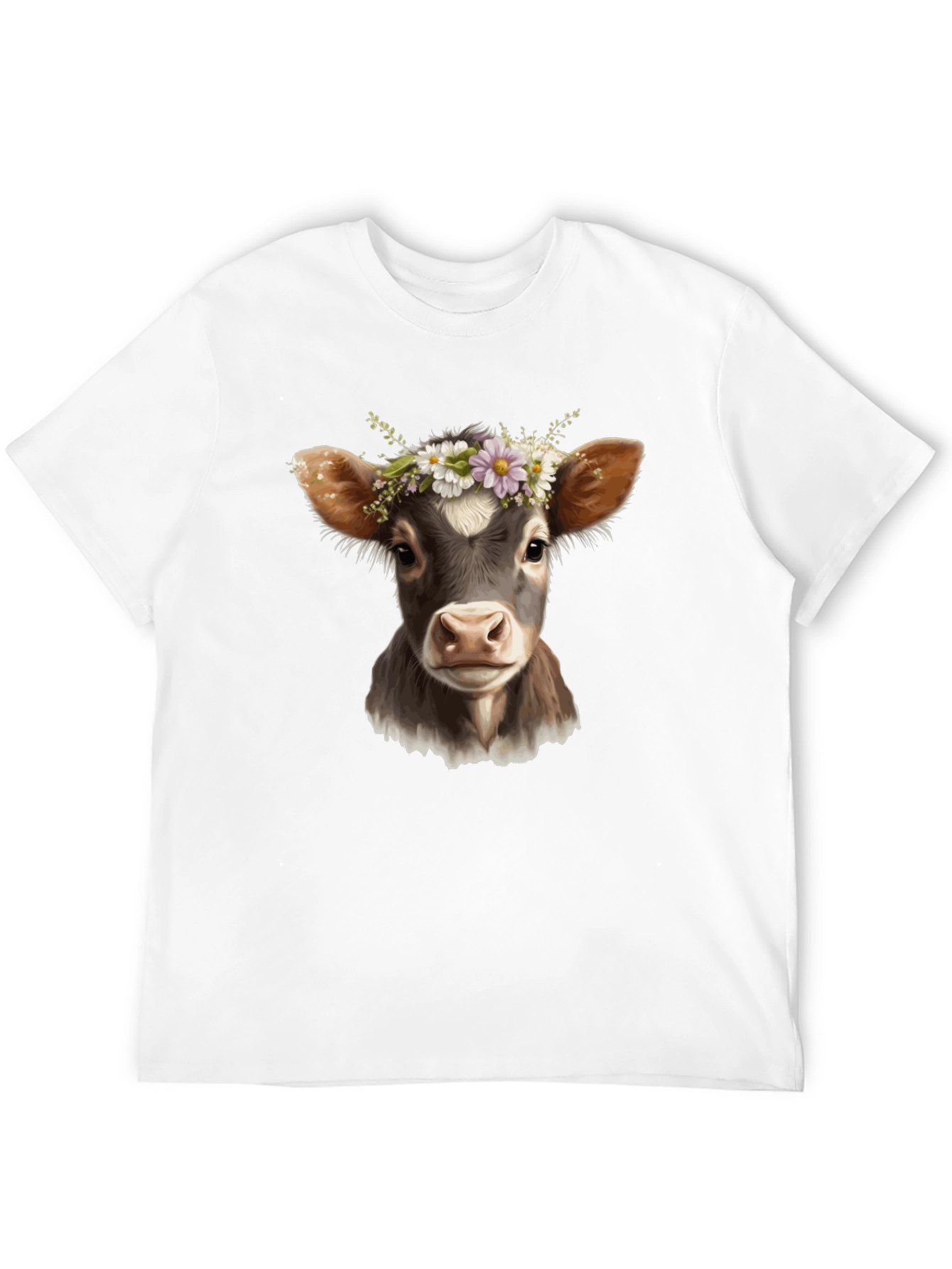 Black Cow with Flower Crown Black T-Shirt view 12