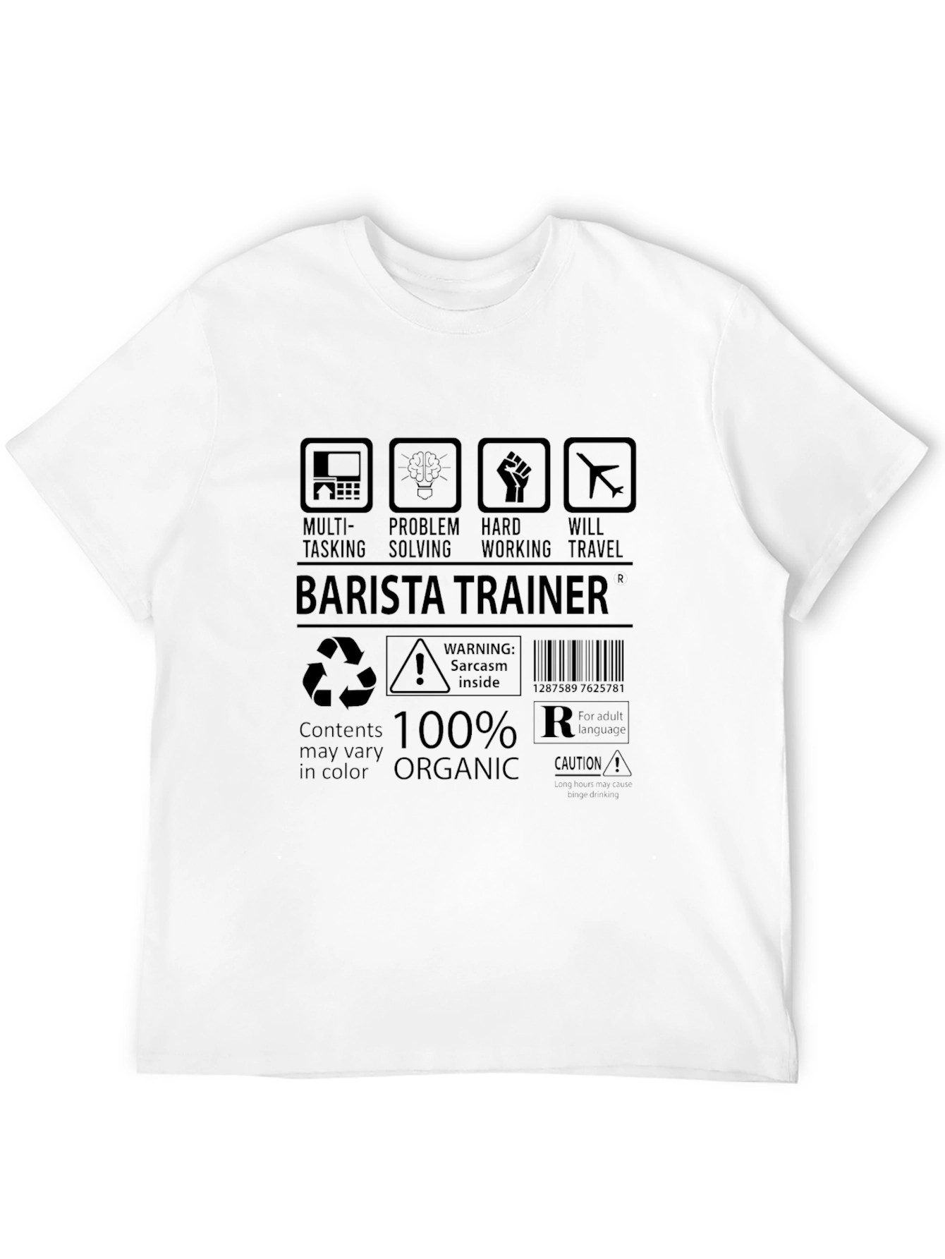 Black Barista Trainer Graphic Tee - Sarcasm Inside view 12