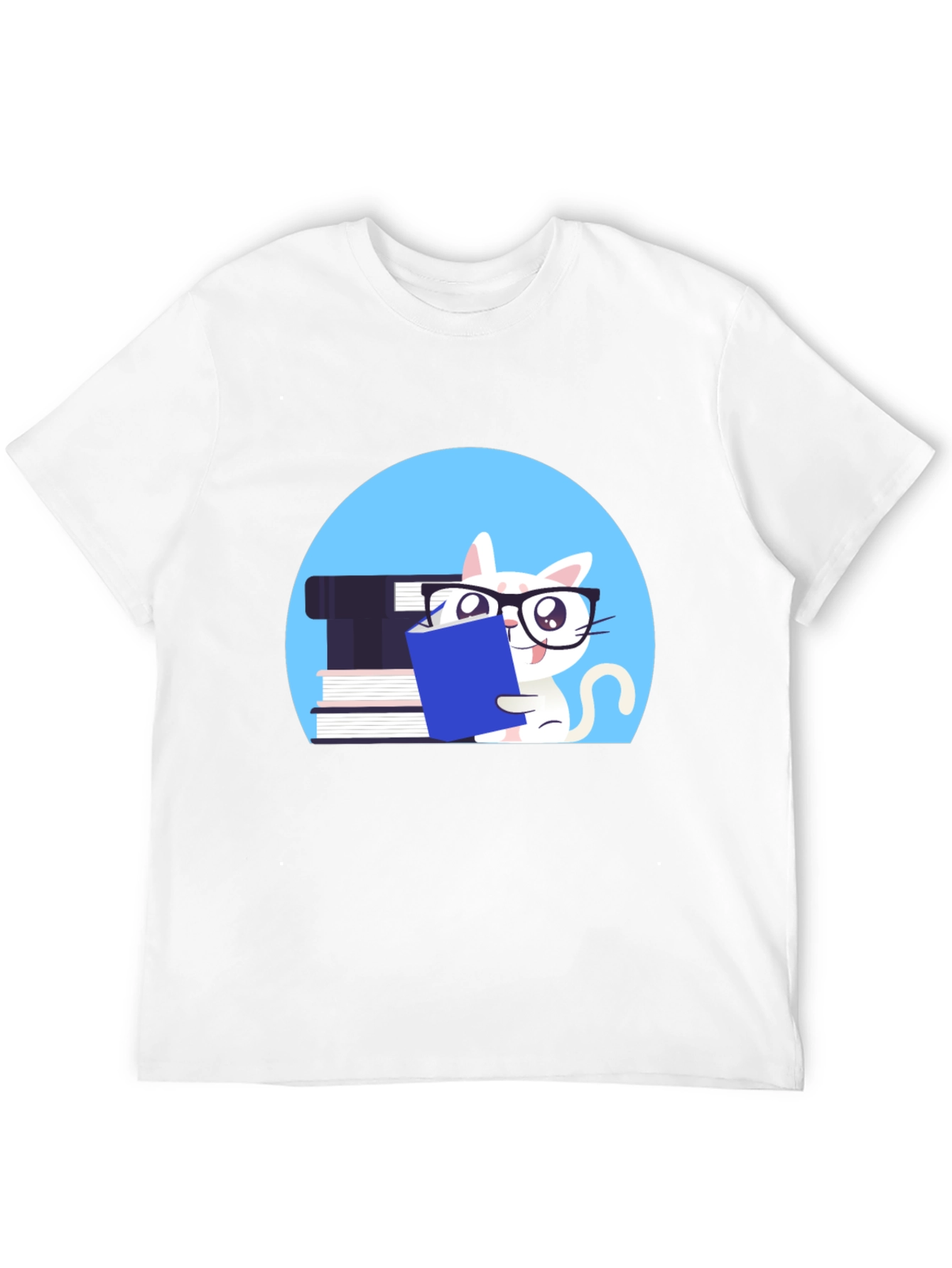 Black Reading Cat Graphic Tee - Unisex Cotton T-Shirt view 12