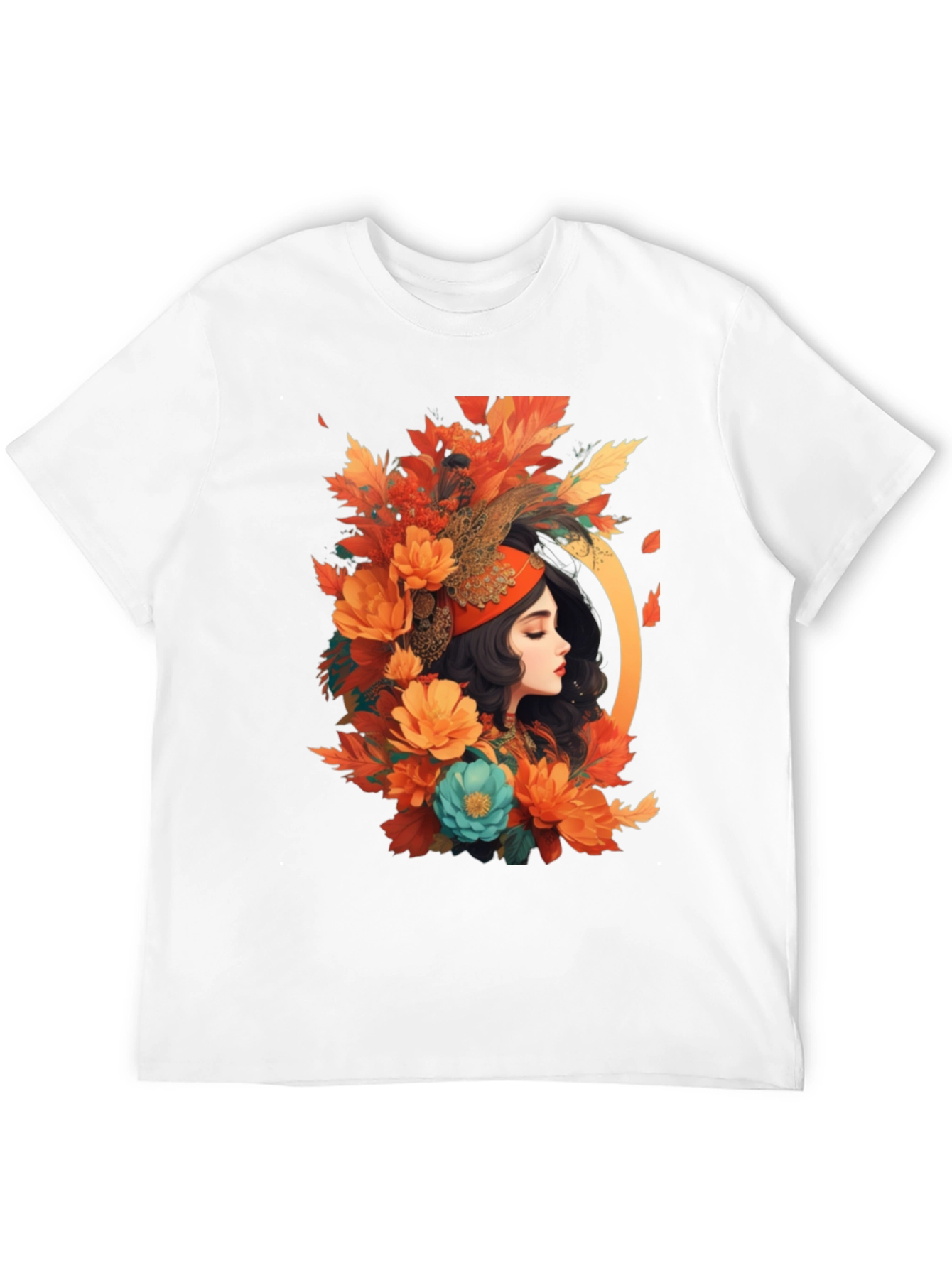 Black Floral Portrait Graphic Tee - Autumn Beauty view 12
