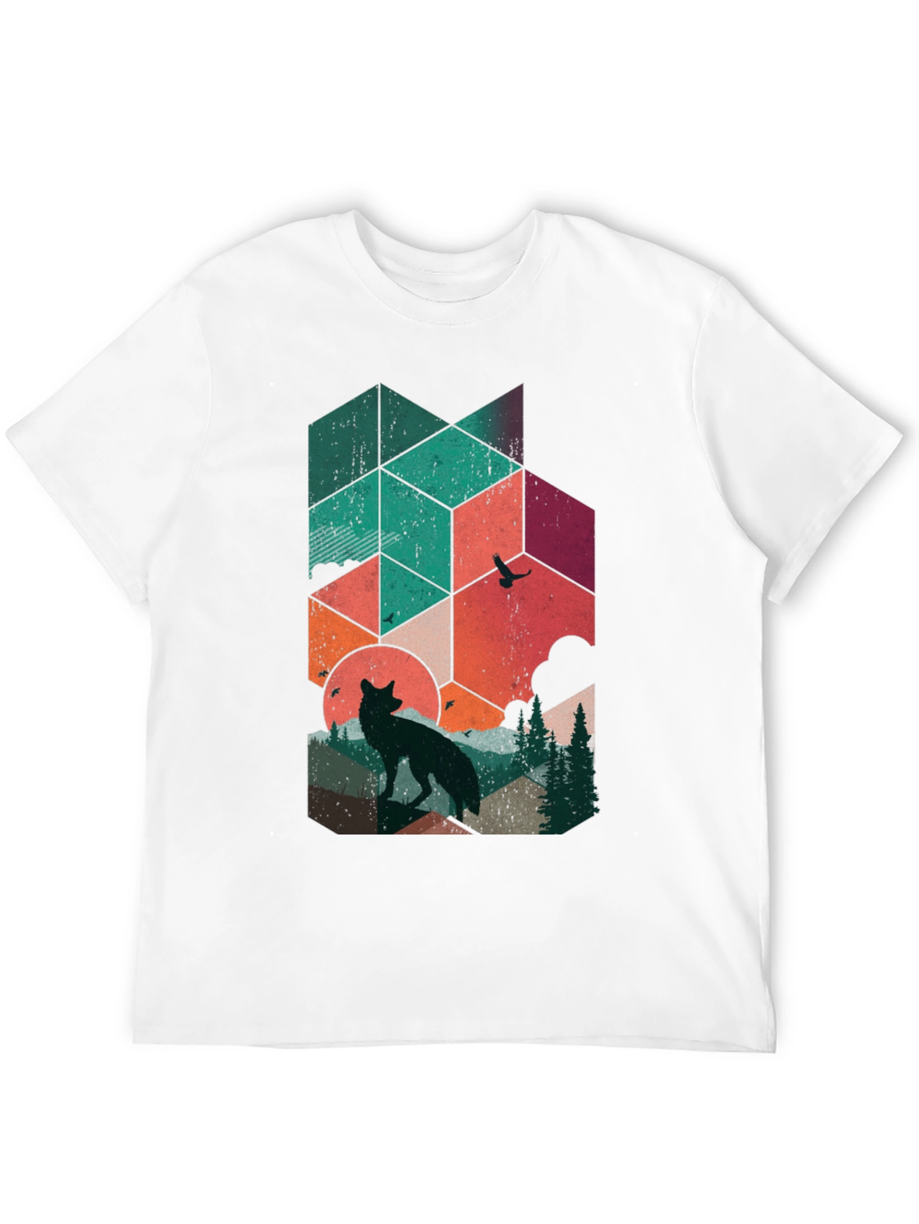 Geometric Wolf Graphic Tee - Nature Inspired Design - 12