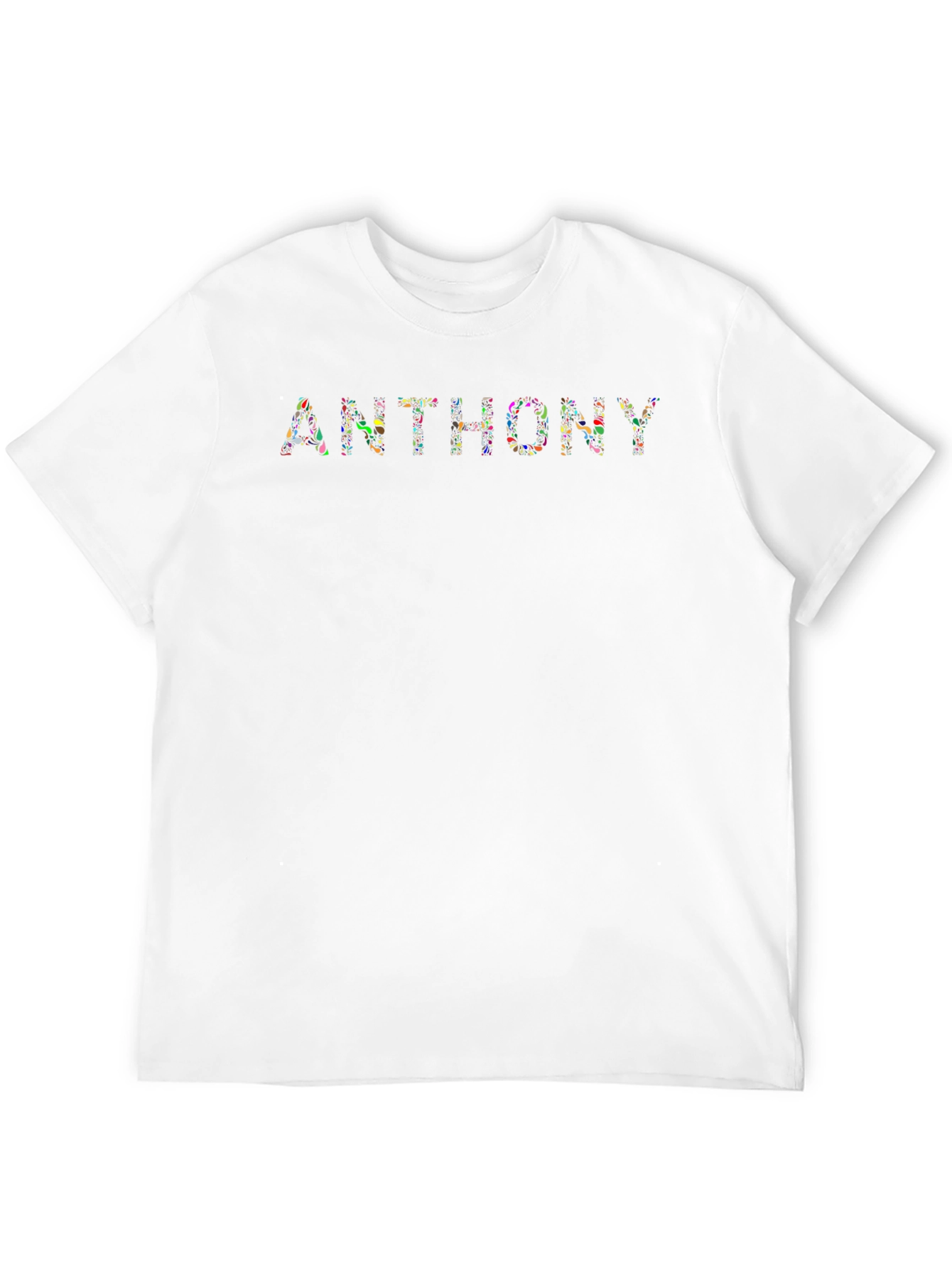 Black Personalized 'ANTHONY' Print Black Crewneck T-Shirt view 12