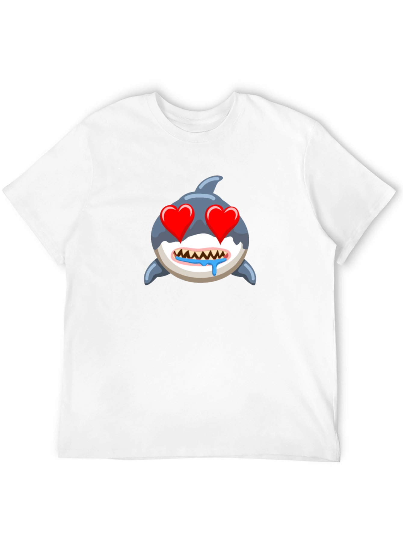Black Shark Emoji T-Shirt with Heart Eyes - Black view 12