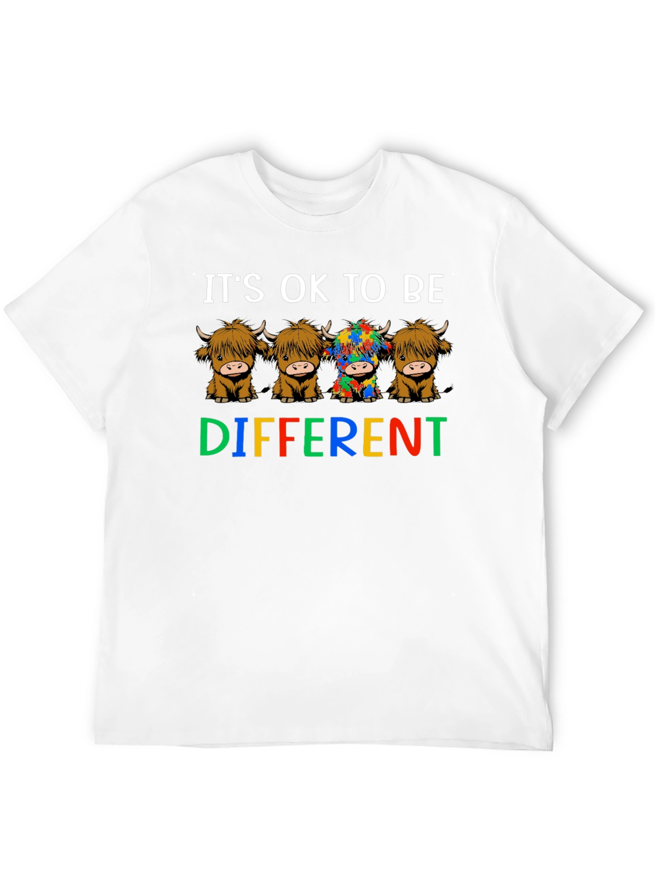 Black It's Ok to Be Different Highland Cow T-Shirt view 12