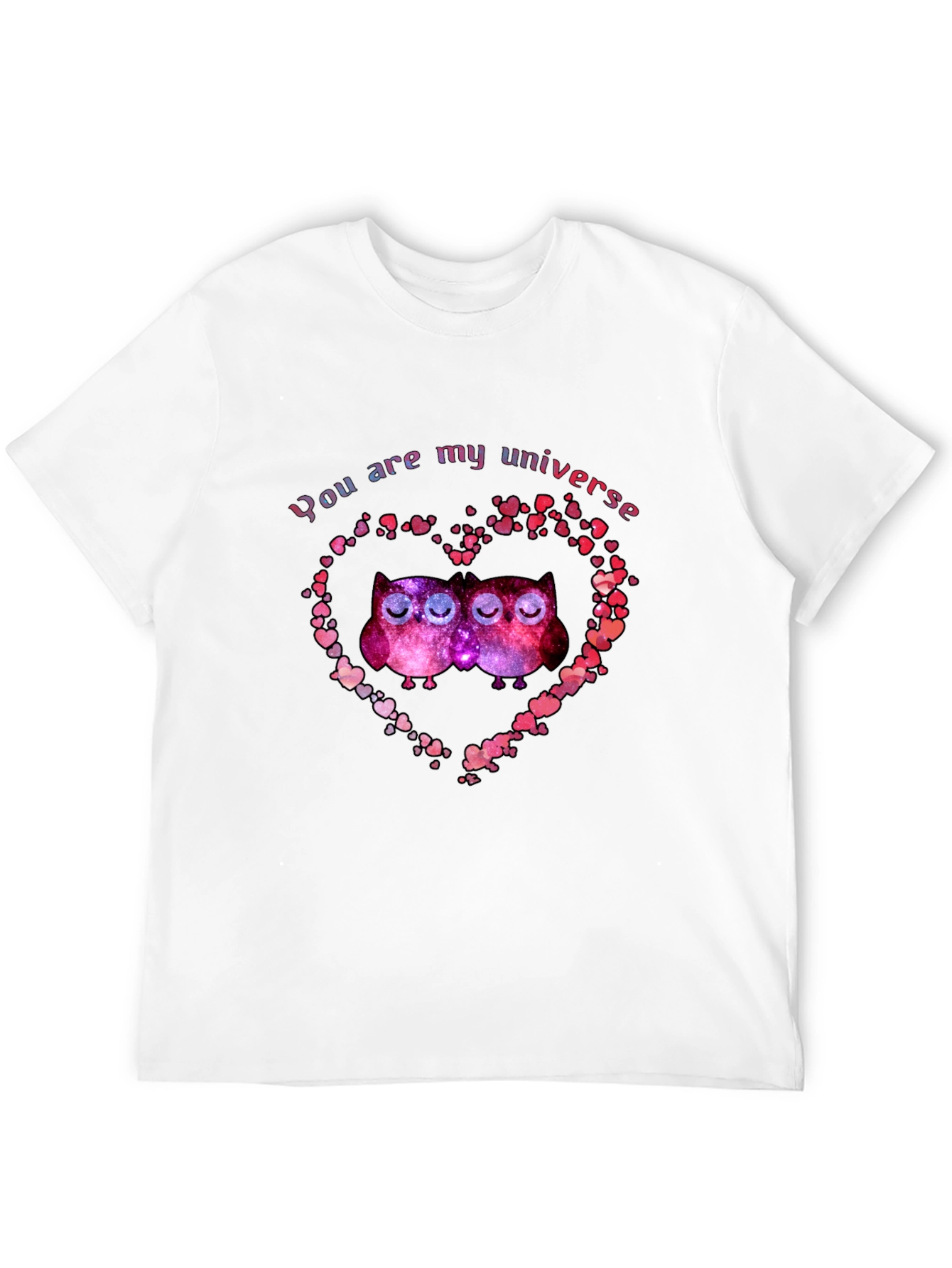 Black You Are My Universe Owls Heart T-Shirt view 12