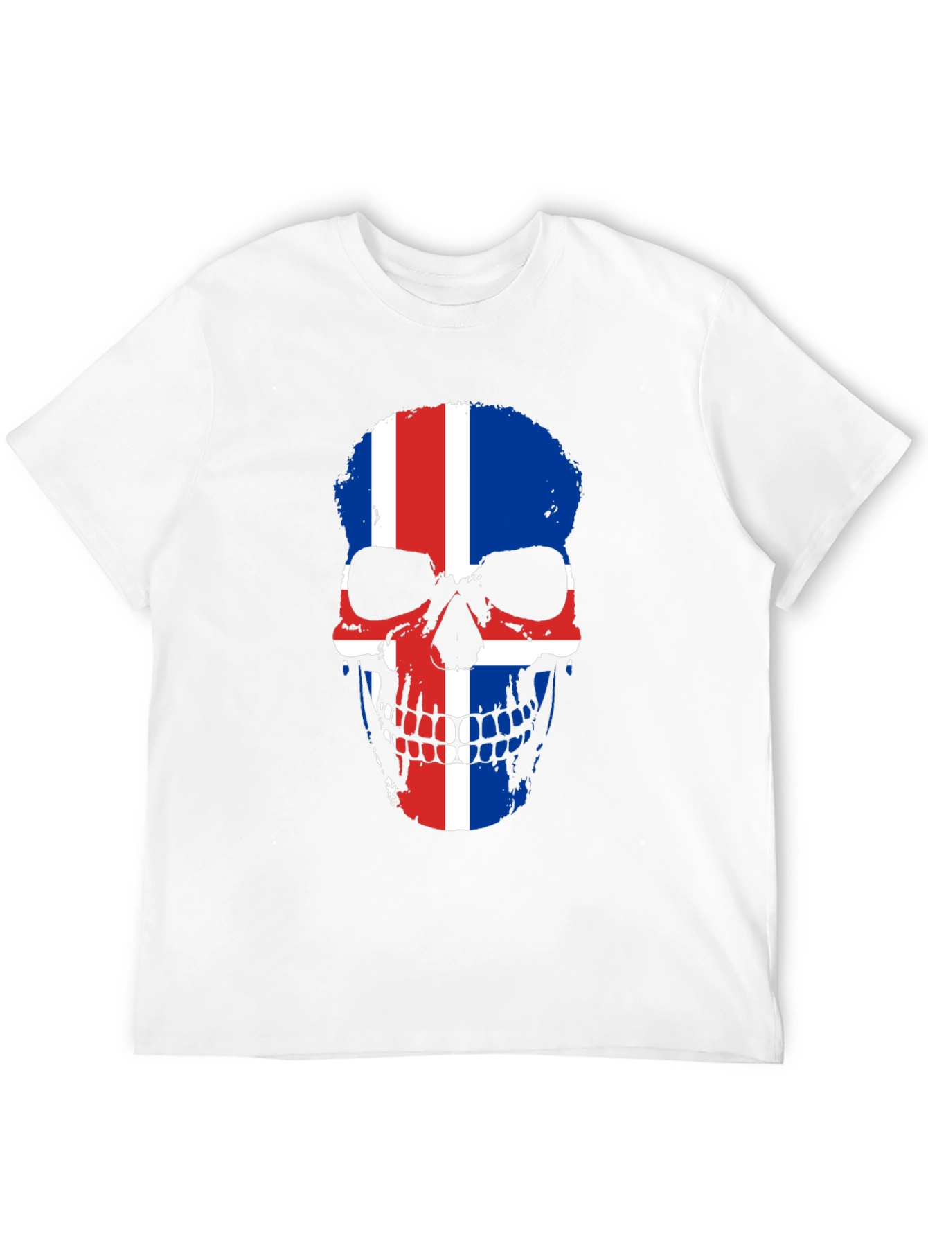 Black Iceland Flag Skull Graphic Tee - Black Cotton Shirt view 12