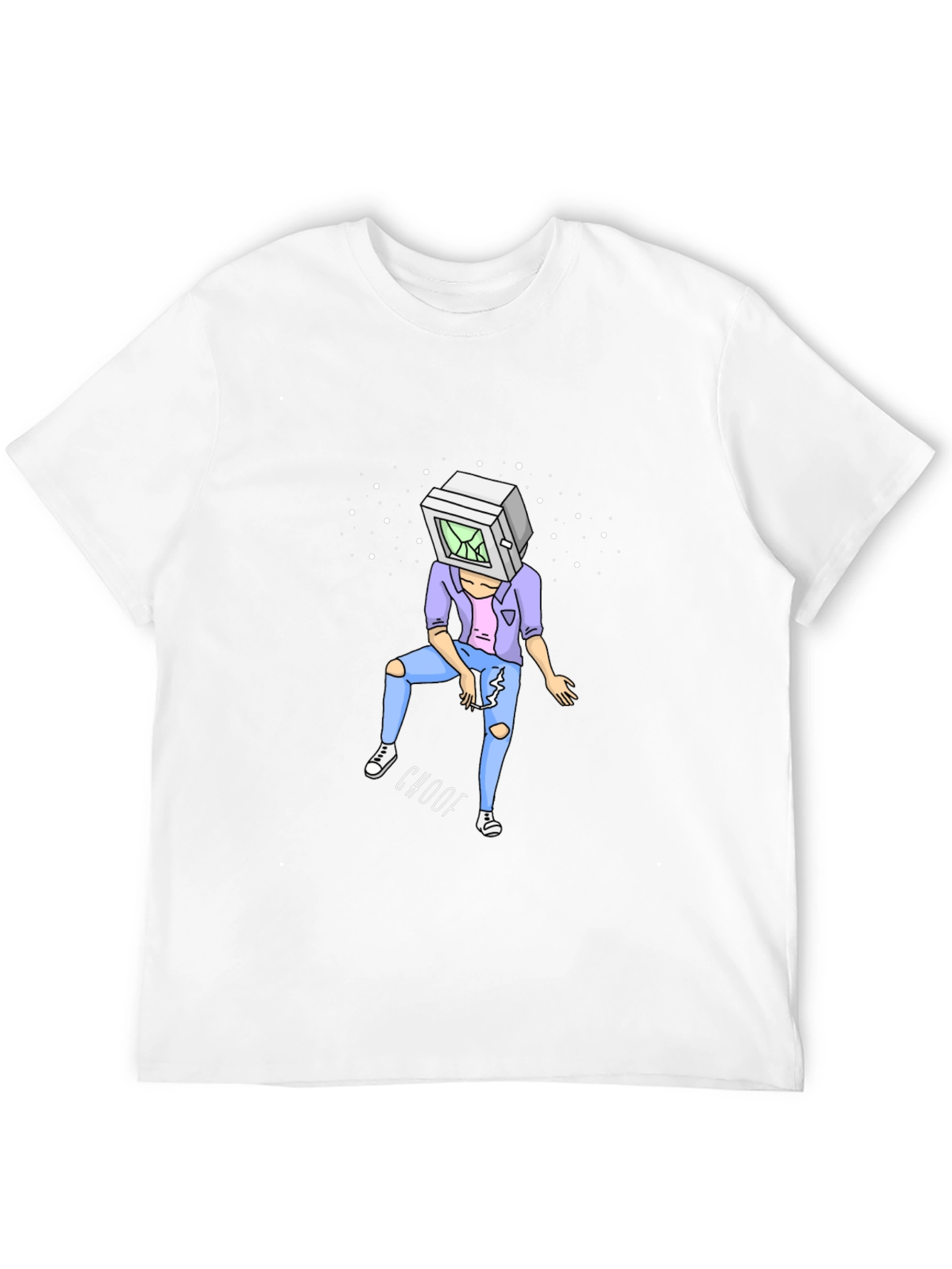 Black Trendy Black Graphic Tee - Retro Computer Head Design view 12