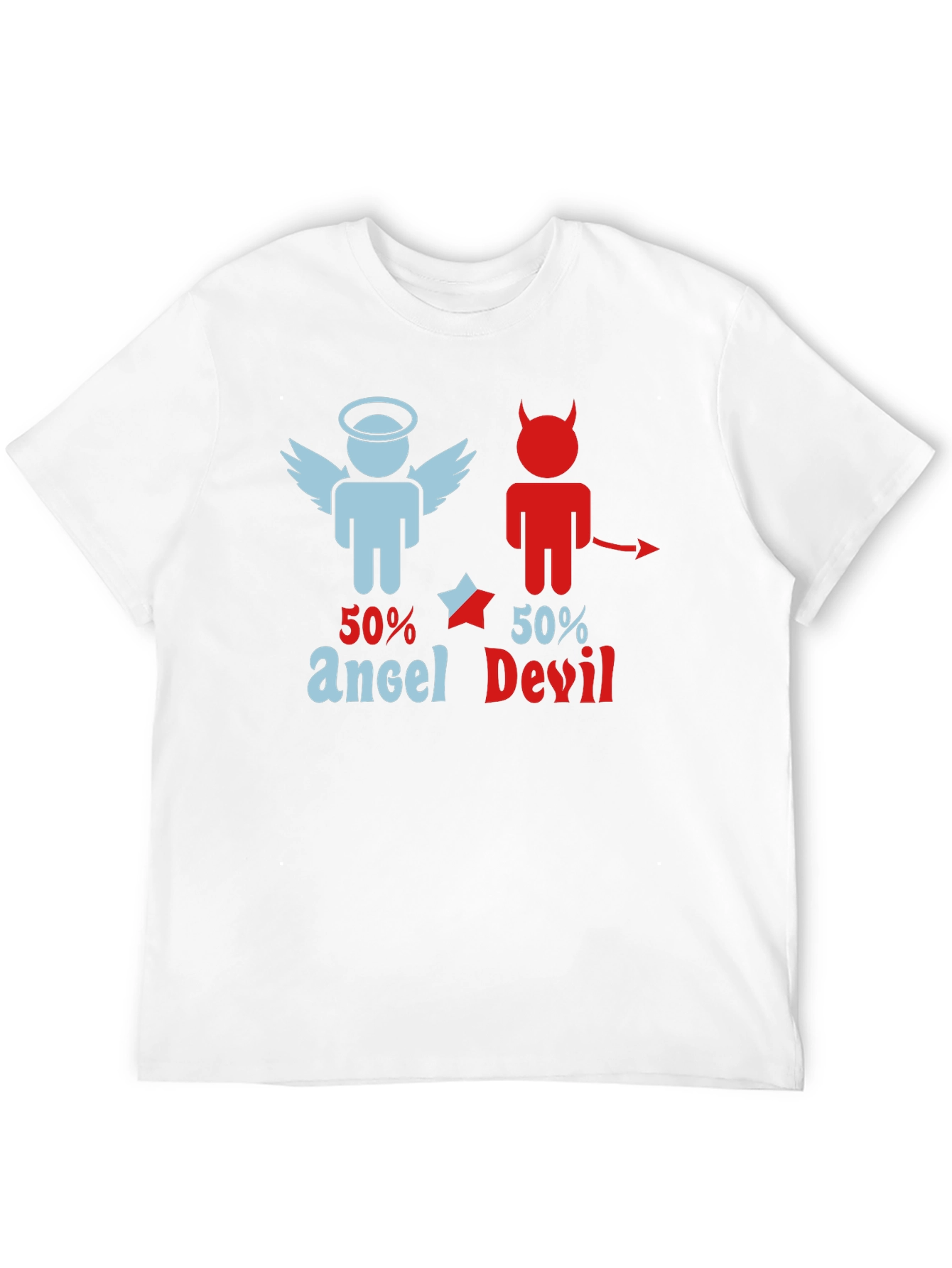 Black 50% Angel 50% Devil Graphic Print T-Shirt view 12