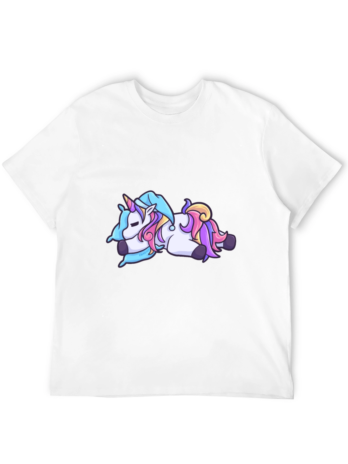 Black Unicorn Cartoon Tee - Black Cotton Casual T-Shirt view 12