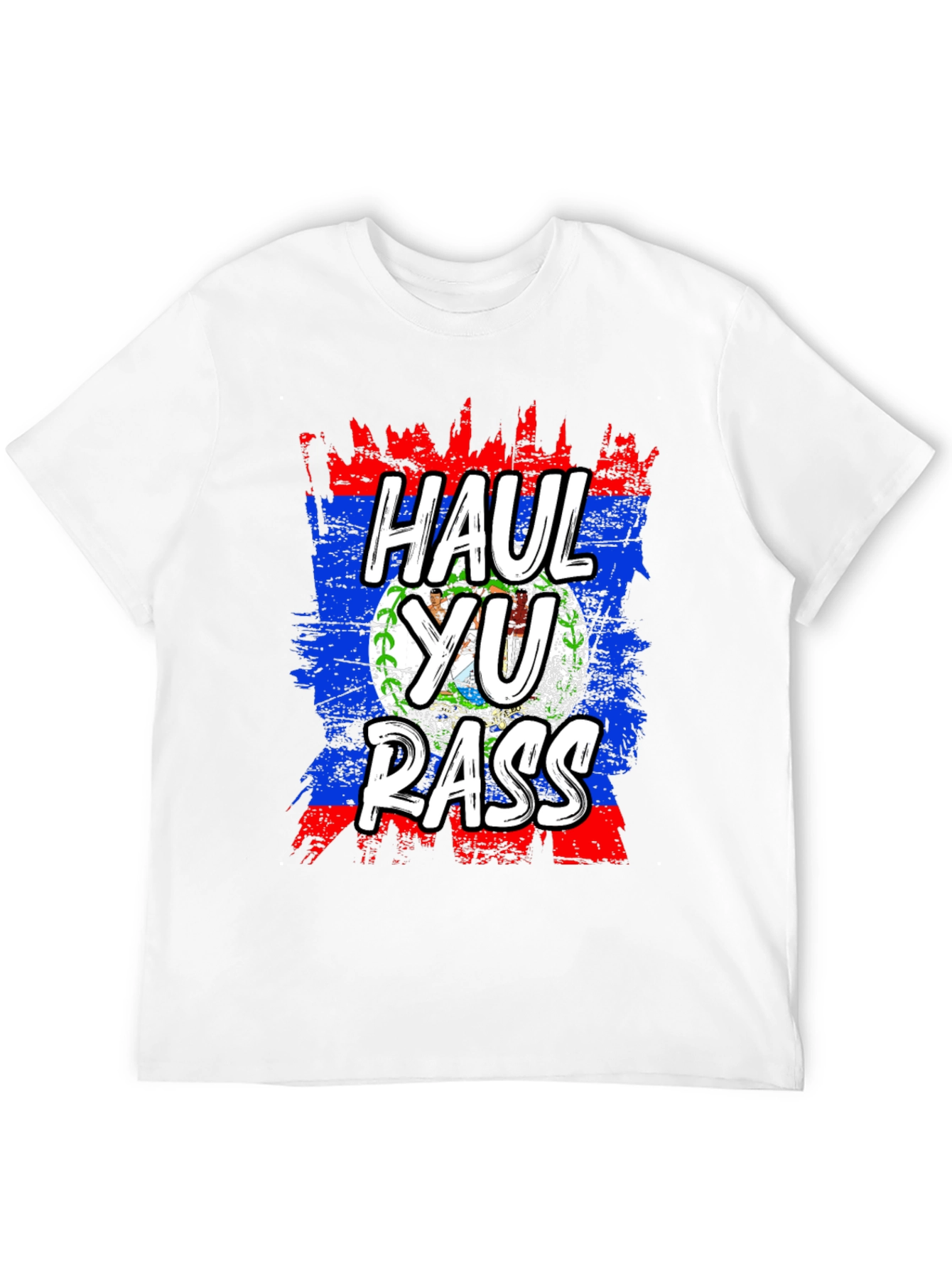 Black Haul Yu Rass T-Shirt - Belize Flag Graphic Tee view 12