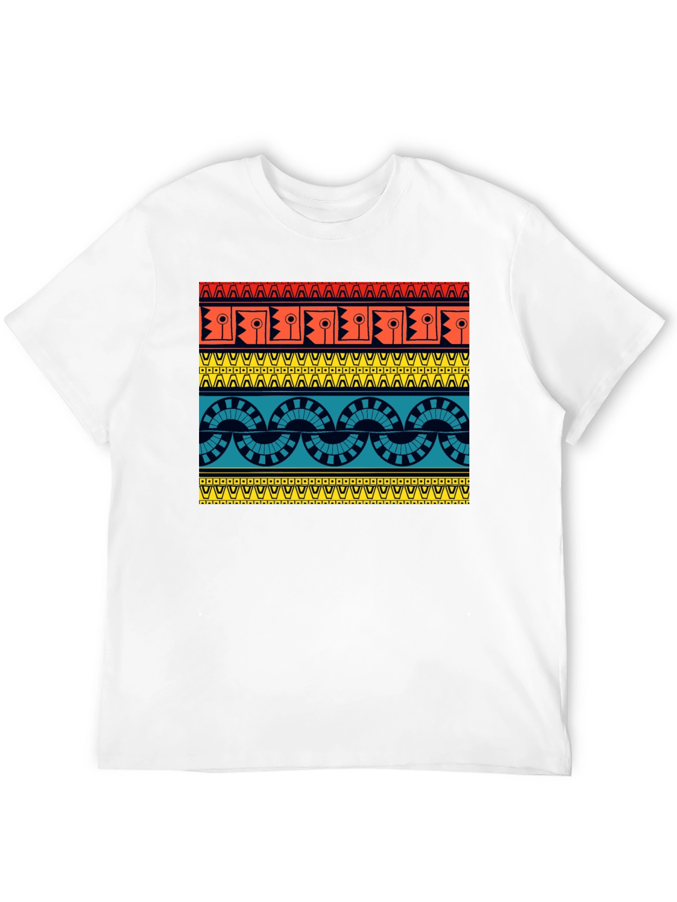 Black Geometric Aztec Pattern Black T-Shirt view 12