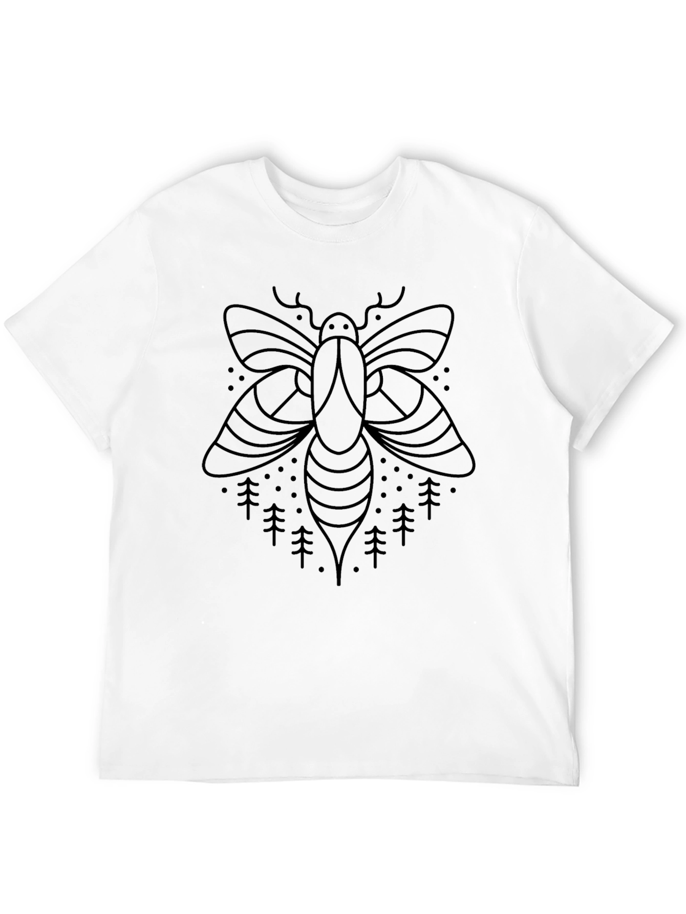 Black Graphic Moth & Forest Black T-Shirt view 12