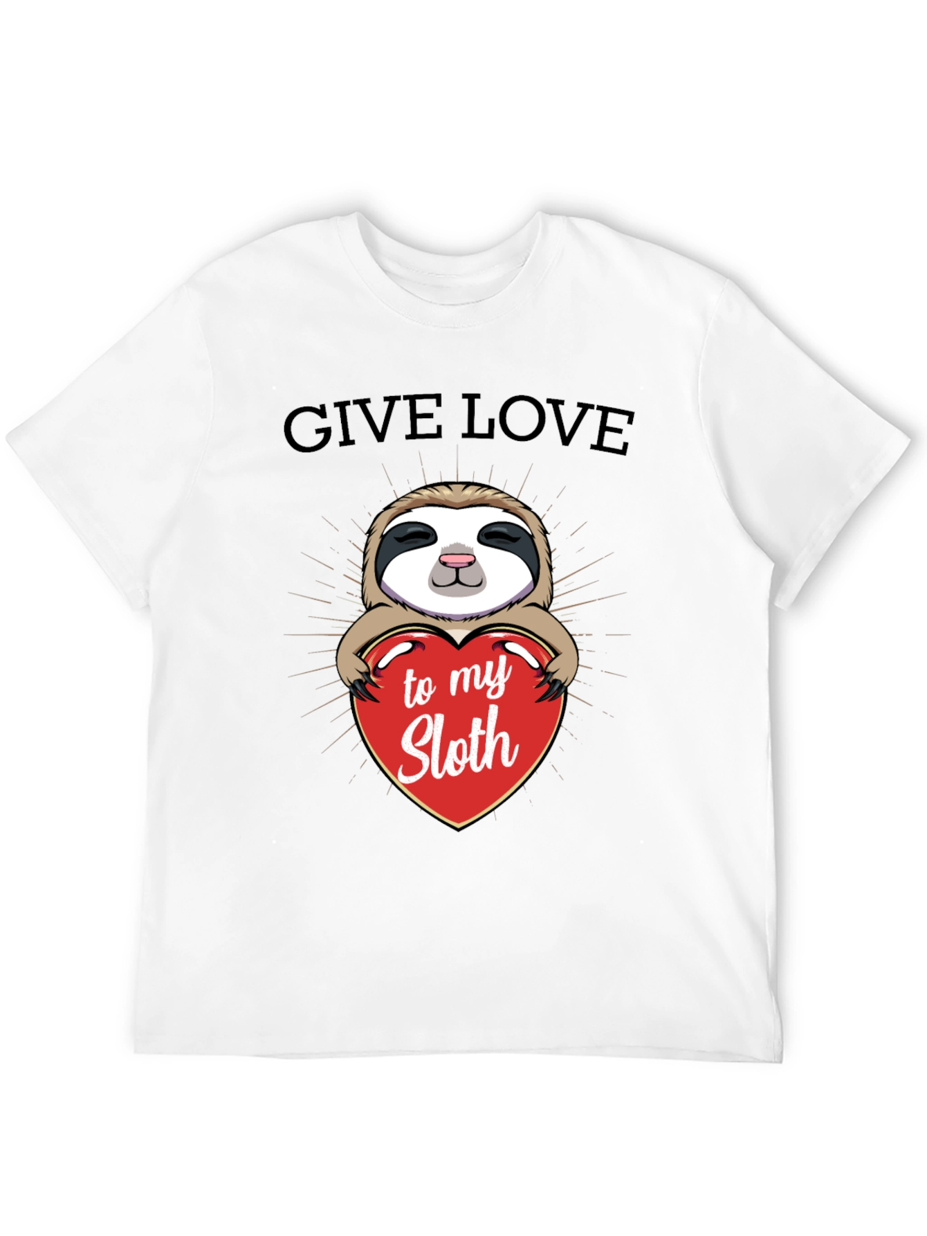 Black Give Love to My Sloth Graphic T-Shirt view 12