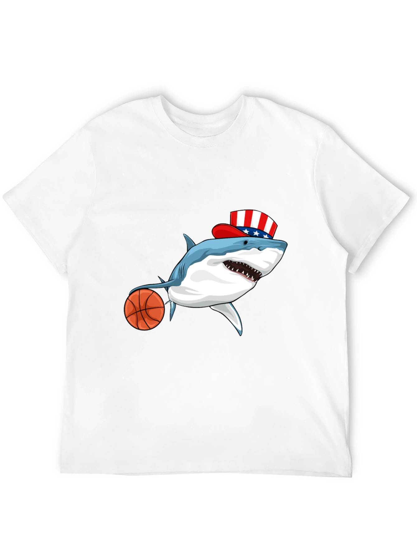 Black Shark Basketball Patriotic T-Shirt view 12