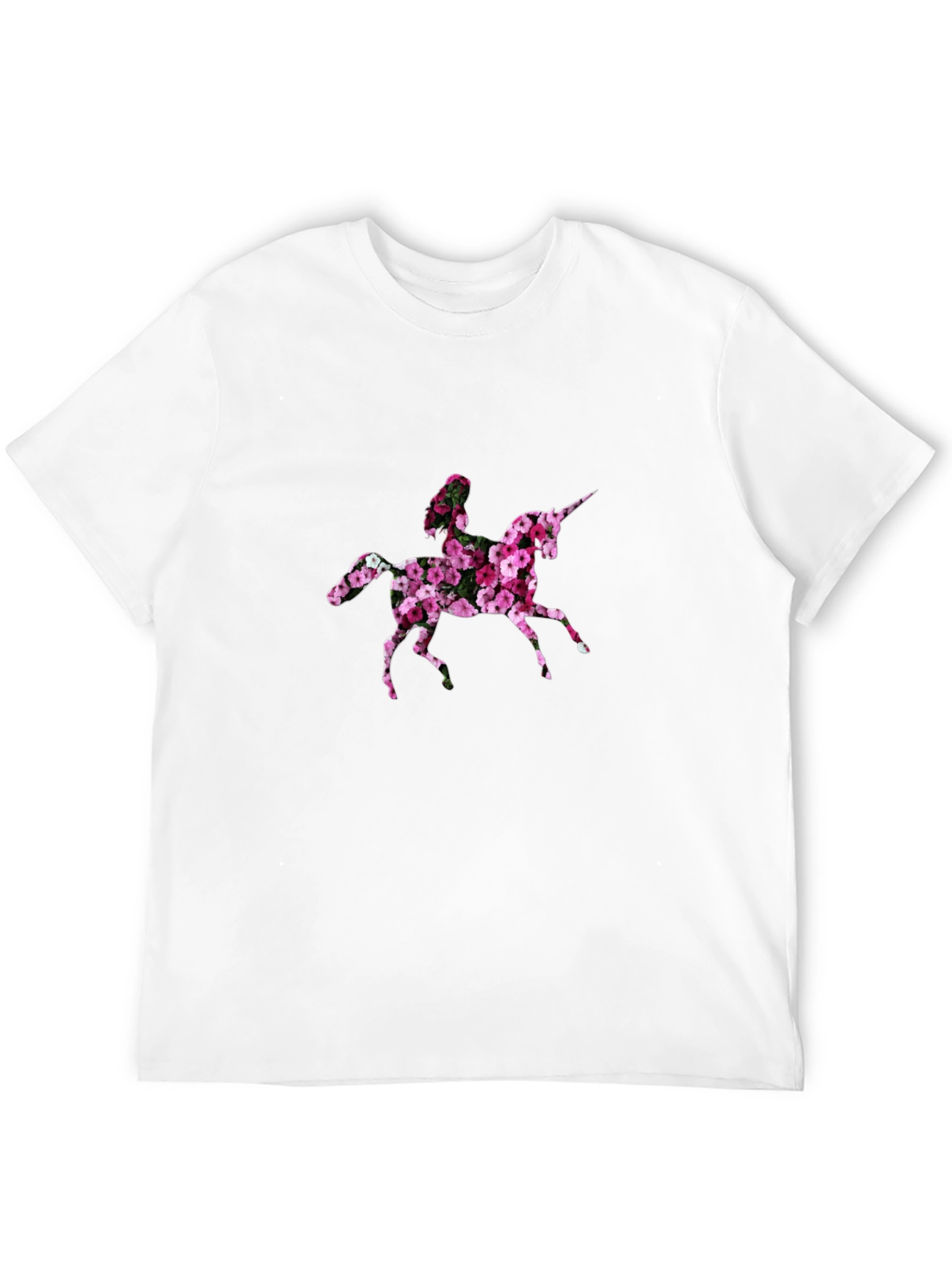 Black Floral Unicorn Graphic T-Shirt - Black Cotton Tee view 12