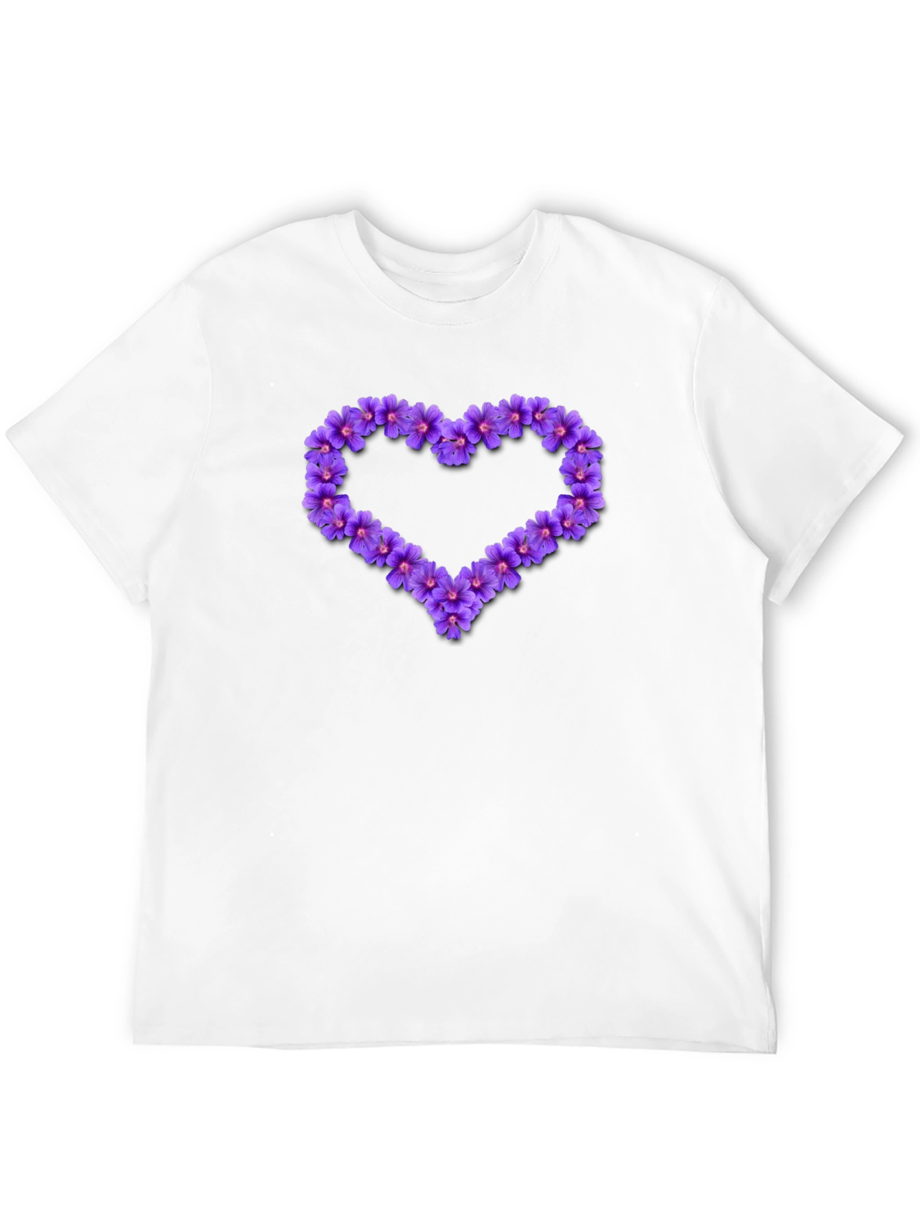 Black Floral Heart Graphic Tee - Stylish Men's Black T-Shirt view 12