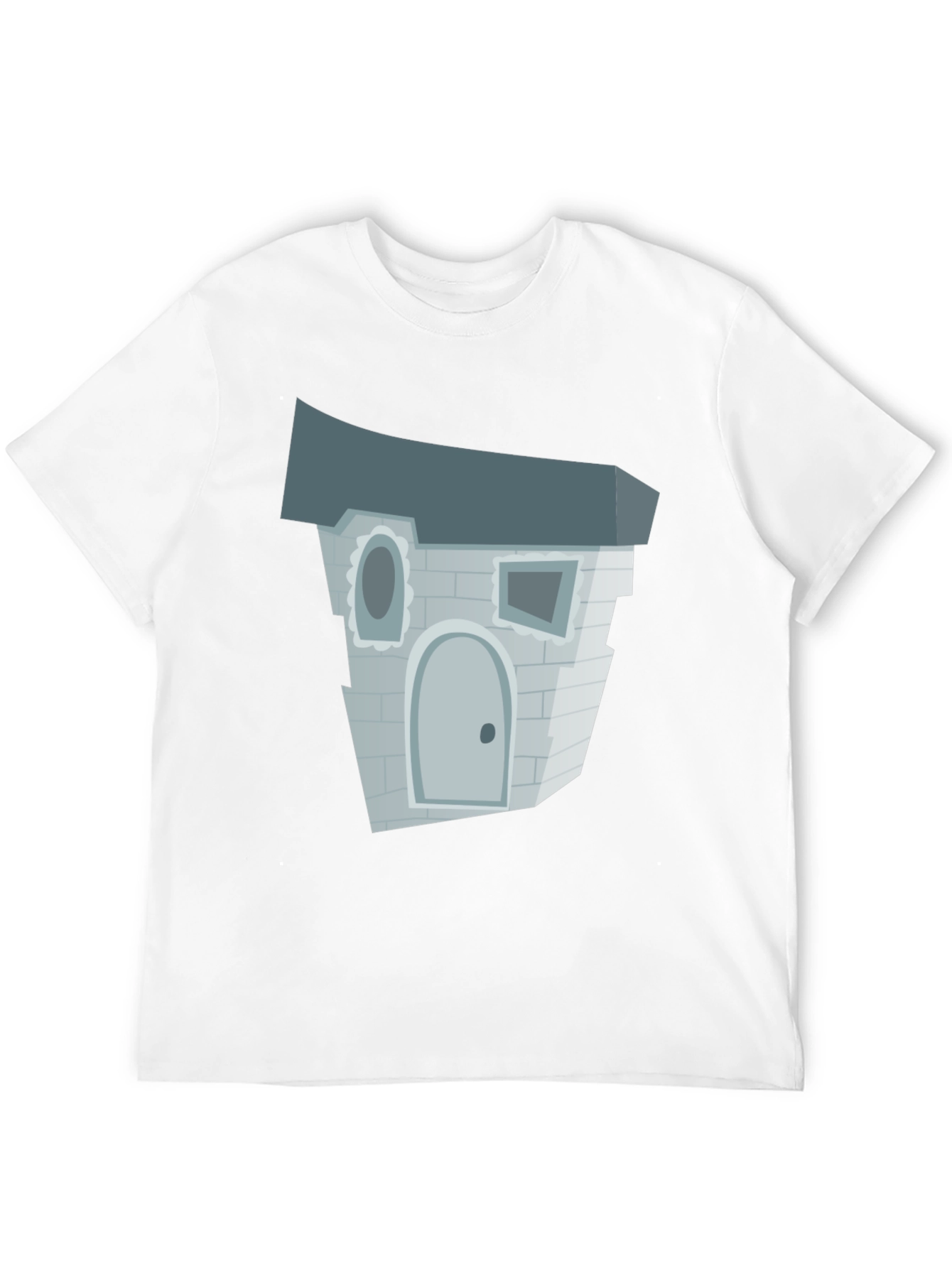 Black Cartoon Haunted House T-Shirt view 12