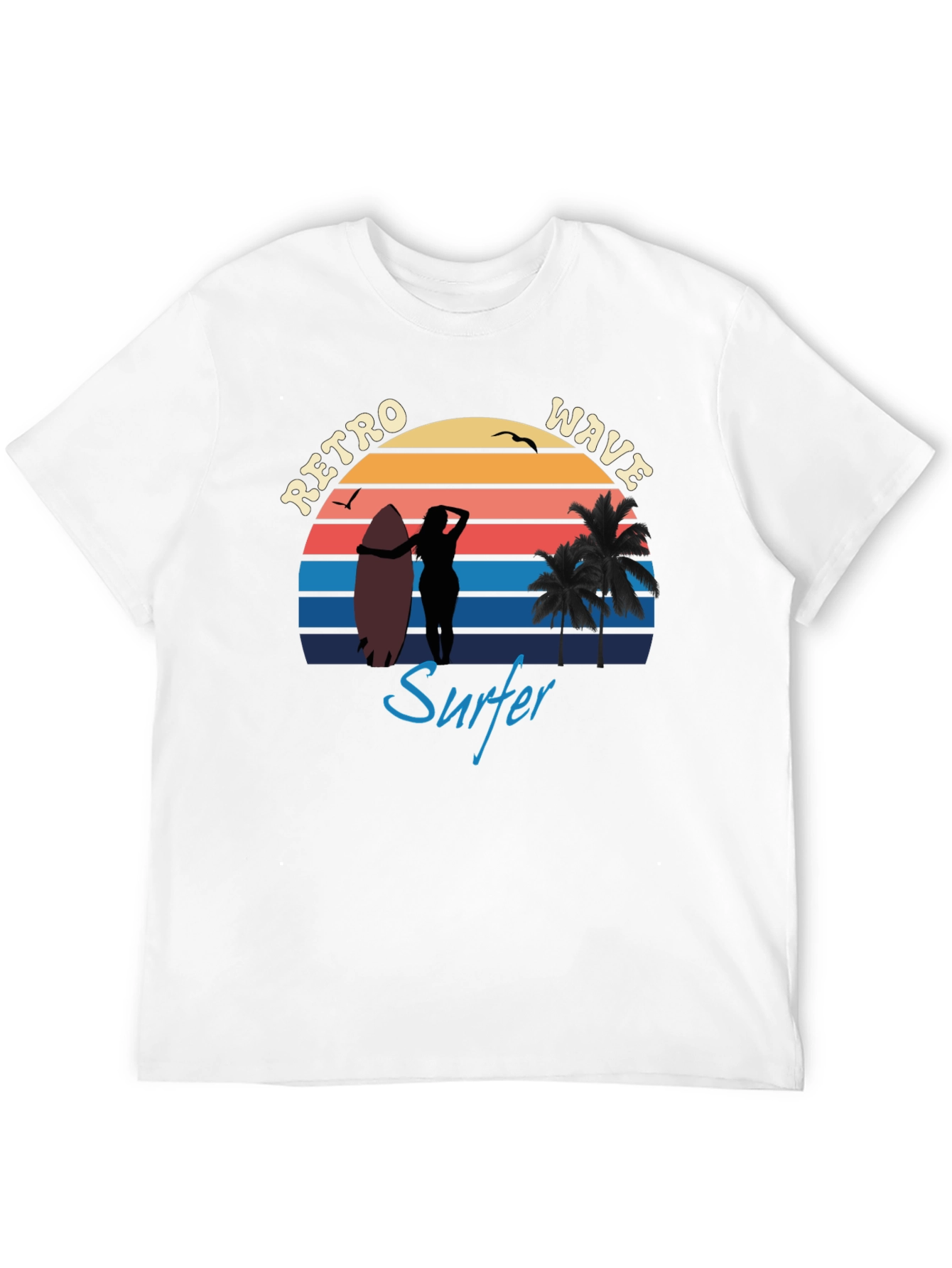 Black Retro Wave Surfer T-Shirt | Vintage Surf Design view 12