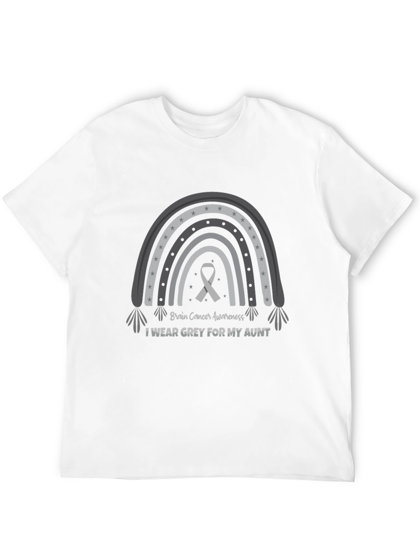 Grey Ribbon Rainbow Brain Cancer Awareness T-Shirt - 12