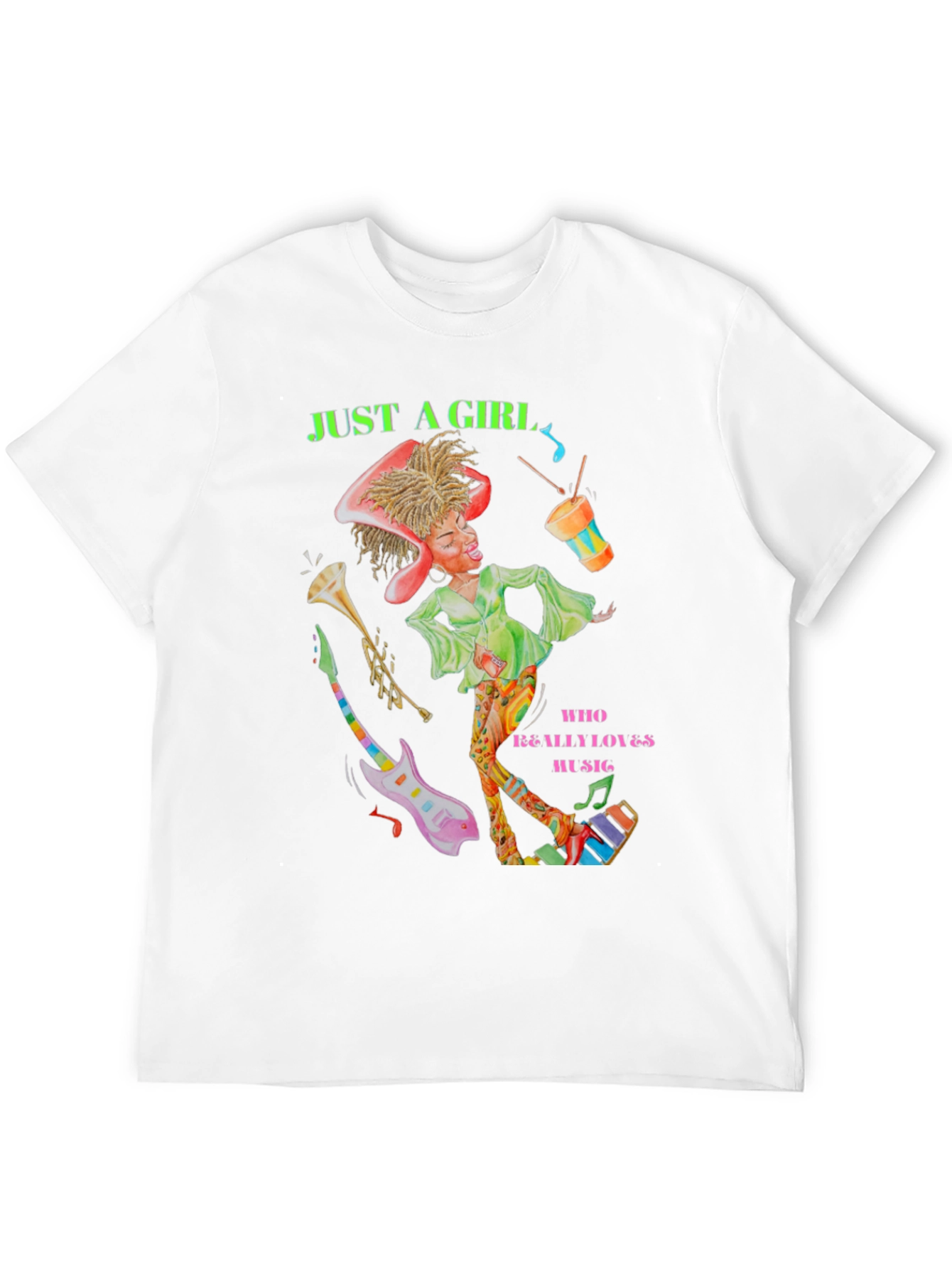 Black Just A Girl Who Loves Music T-Shirt view 12