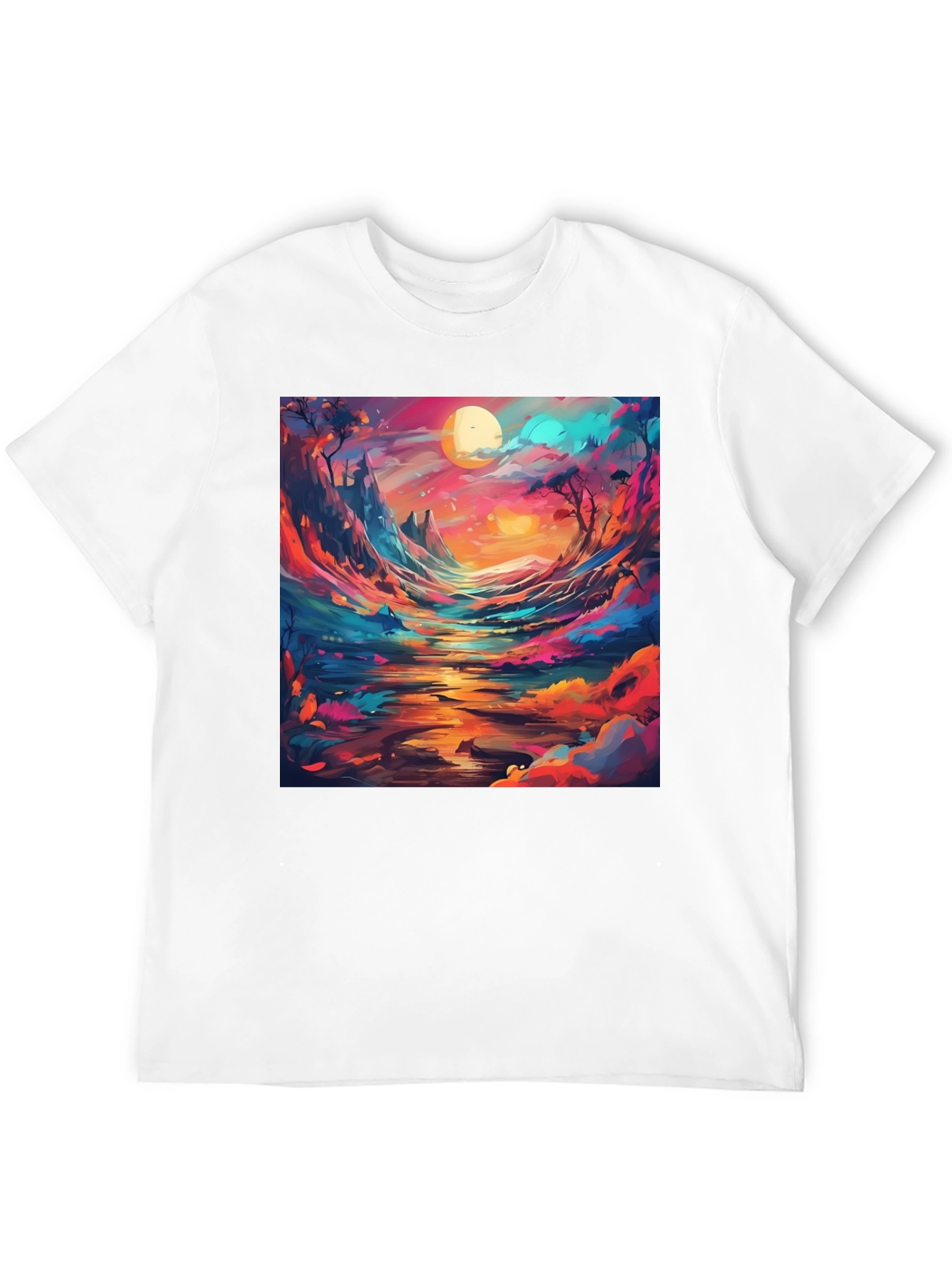 Black Artistic Landscape Graphic T-Shirt view 12