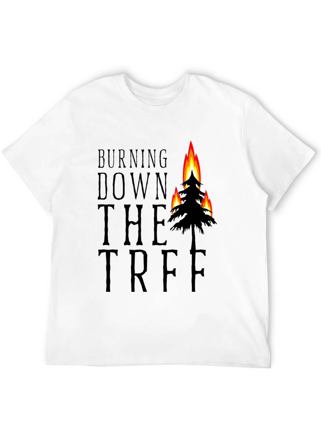 Black Burning Down the Tree Black Graphic T-Shirt view 12