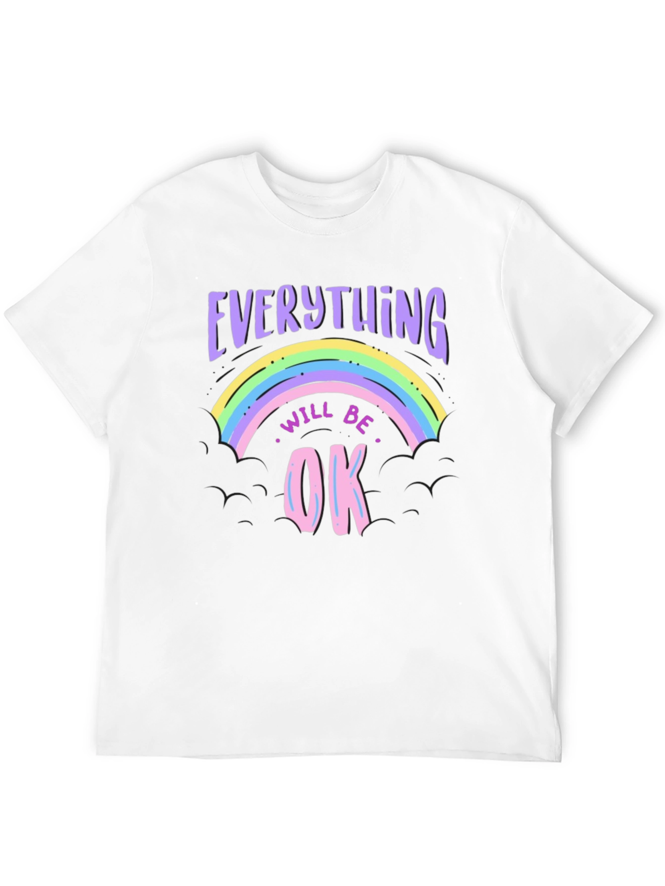 Black Everything Will Be Ok Rainbow Graphic T-Shirt view 12
